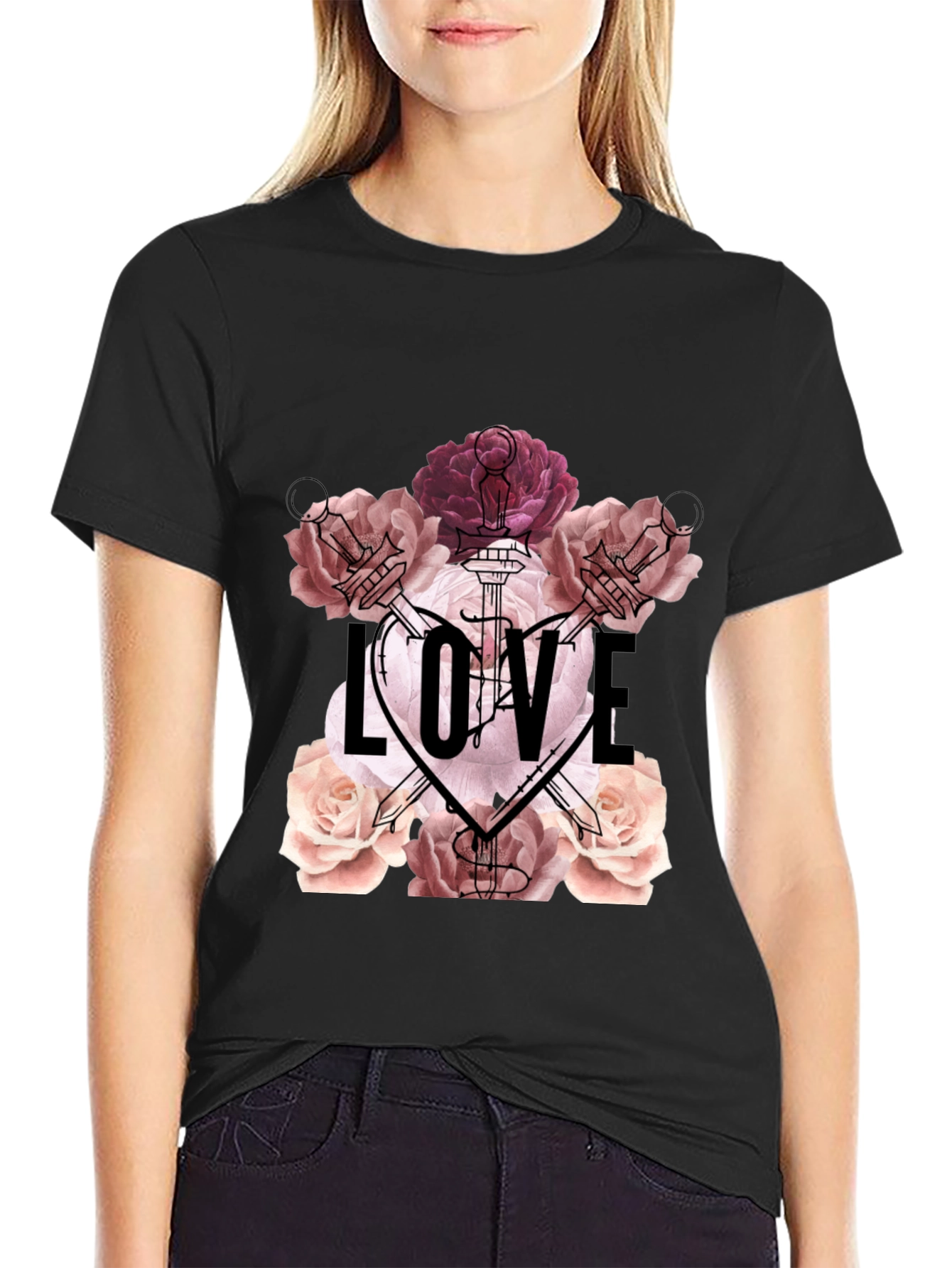 Floral Love T-Shirt - Romantic Graphic Tee