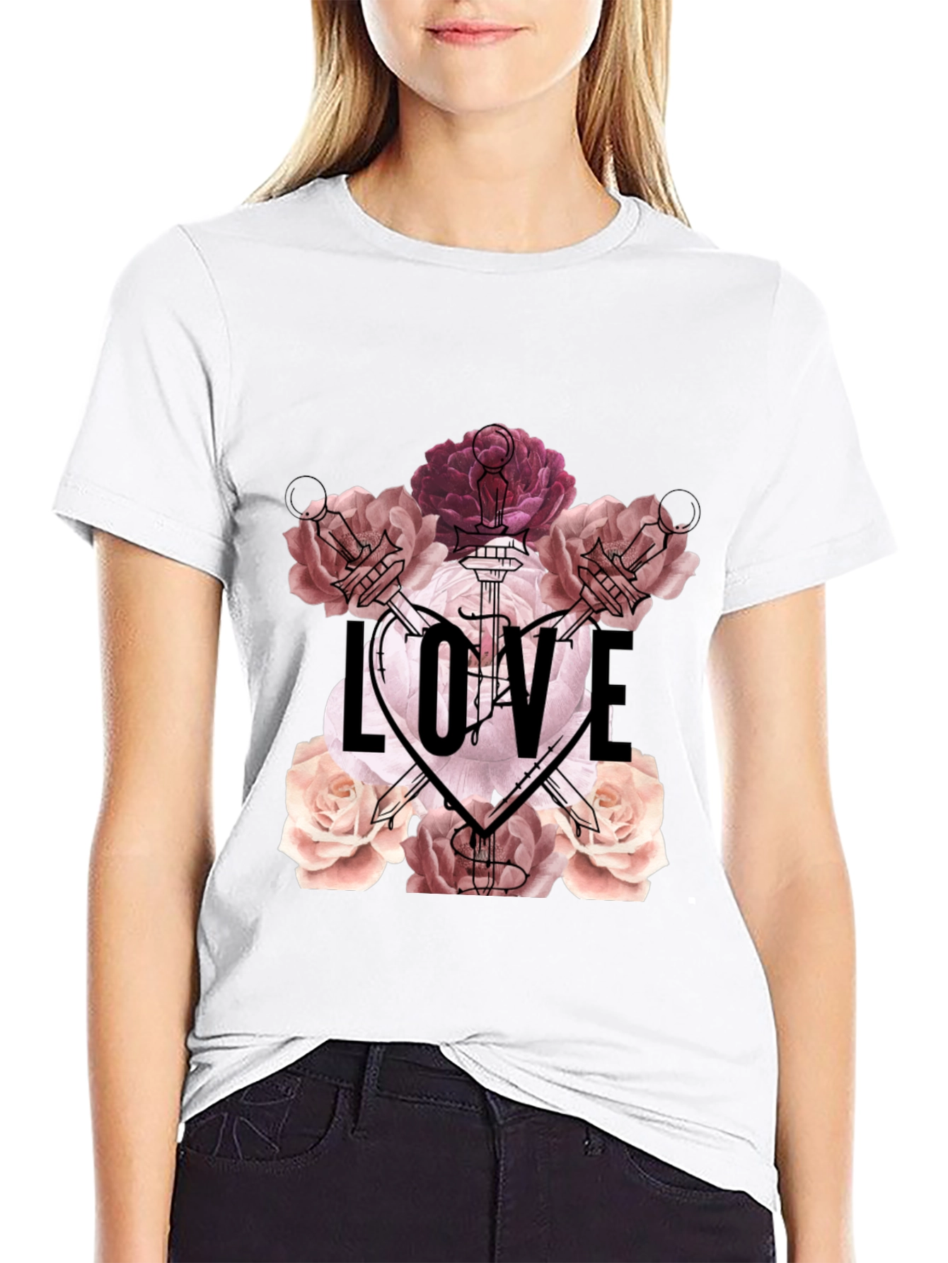 Floral Love T-Shirt - Romantic Graphic Tee