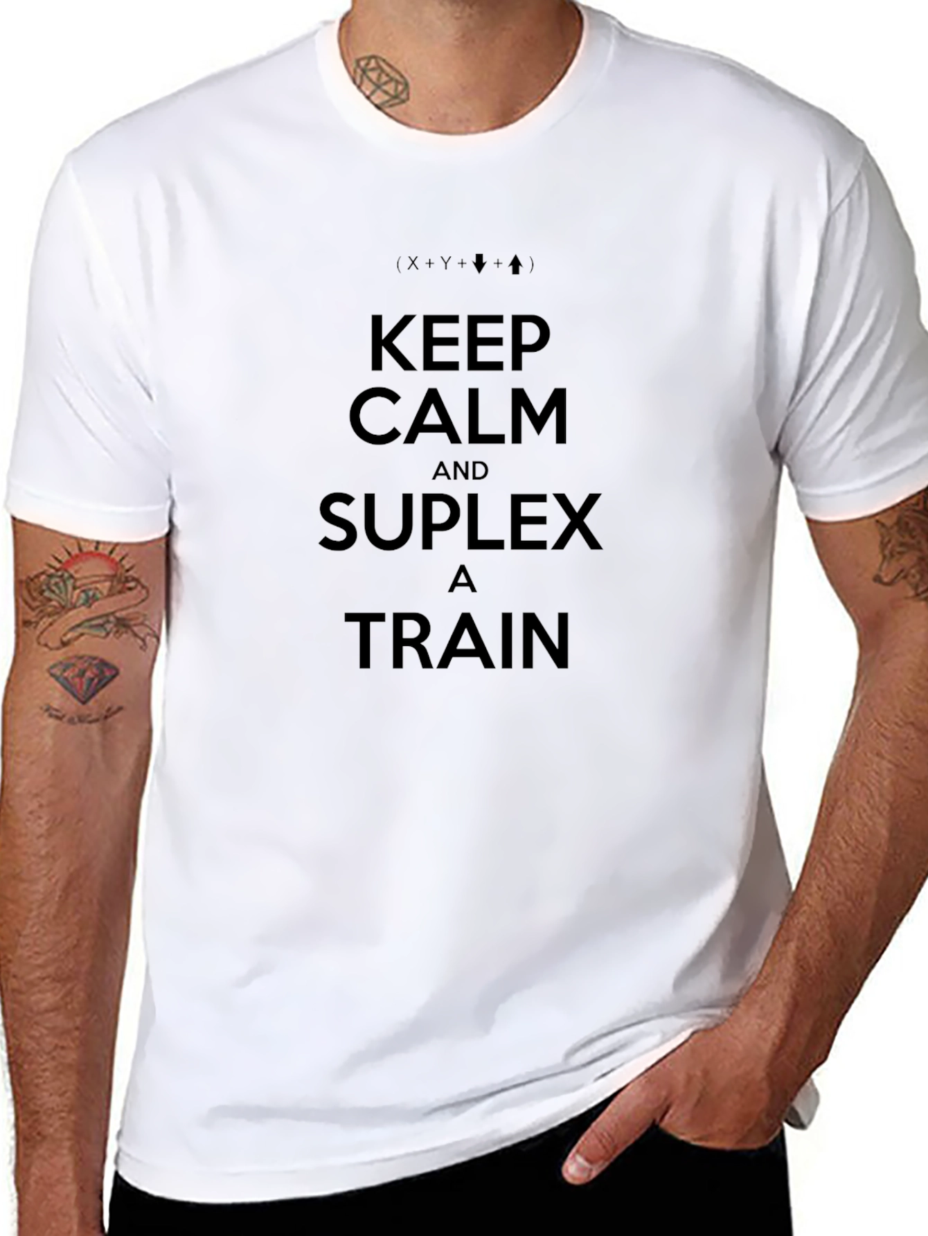 Keep Calm Suplex a Train Black T-Shirt