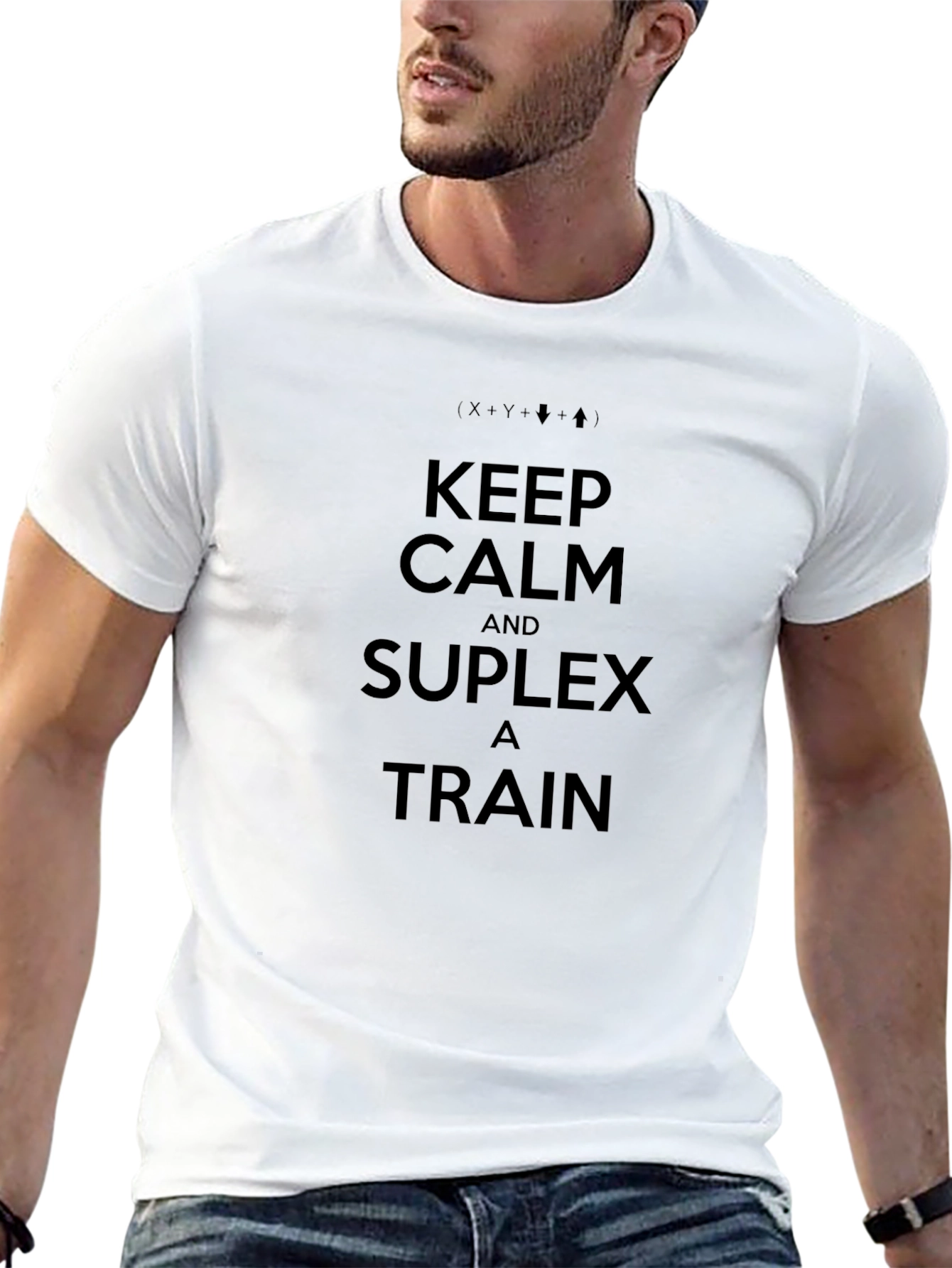 Keep Calm Suplex a Train Black T-Shirt