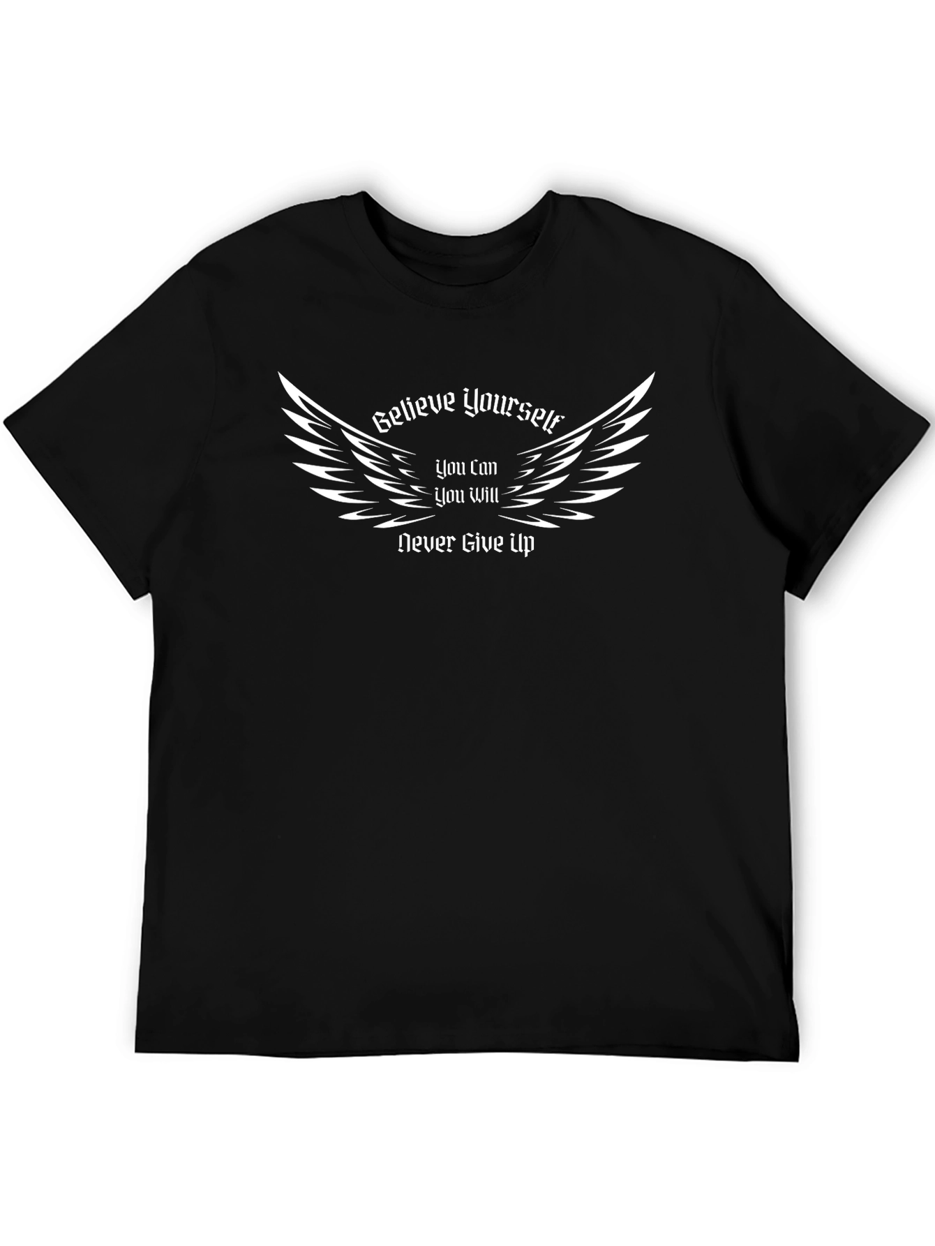 Believe Yourself Graphic Tee - Motivational Wings Design
