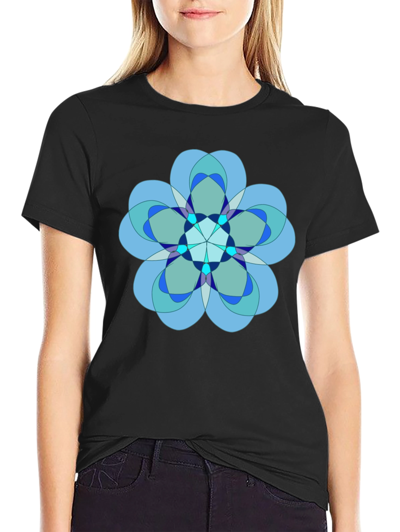 Geometric Flower Graphic Tee
