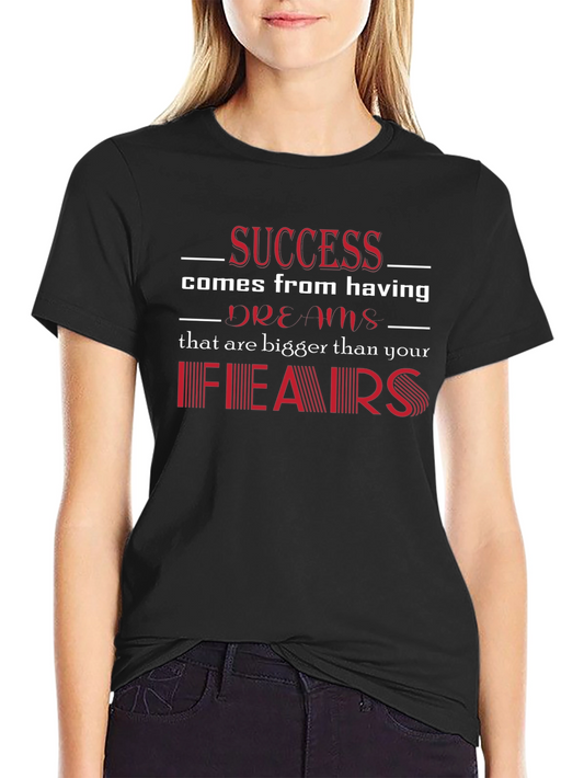 Inspirational Success Graphic Print Black T-Shirt