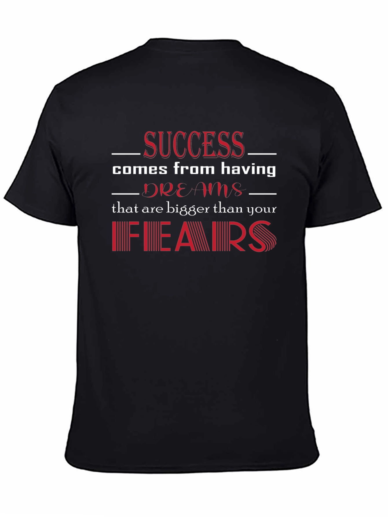 Inspirational Success Graphic Print Black T-Shirt