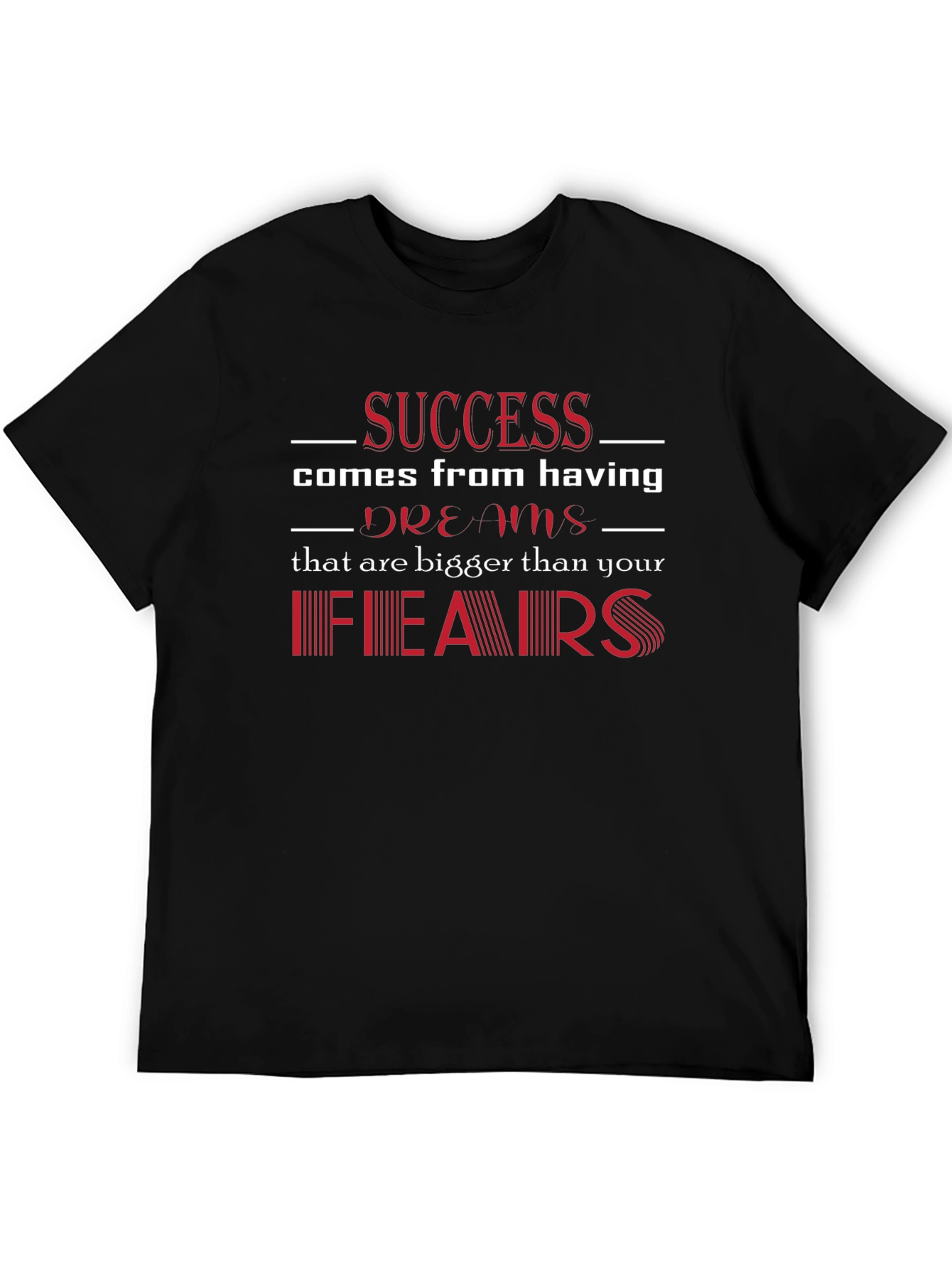 Inspirational Success Graphic Print Black T-Shirt