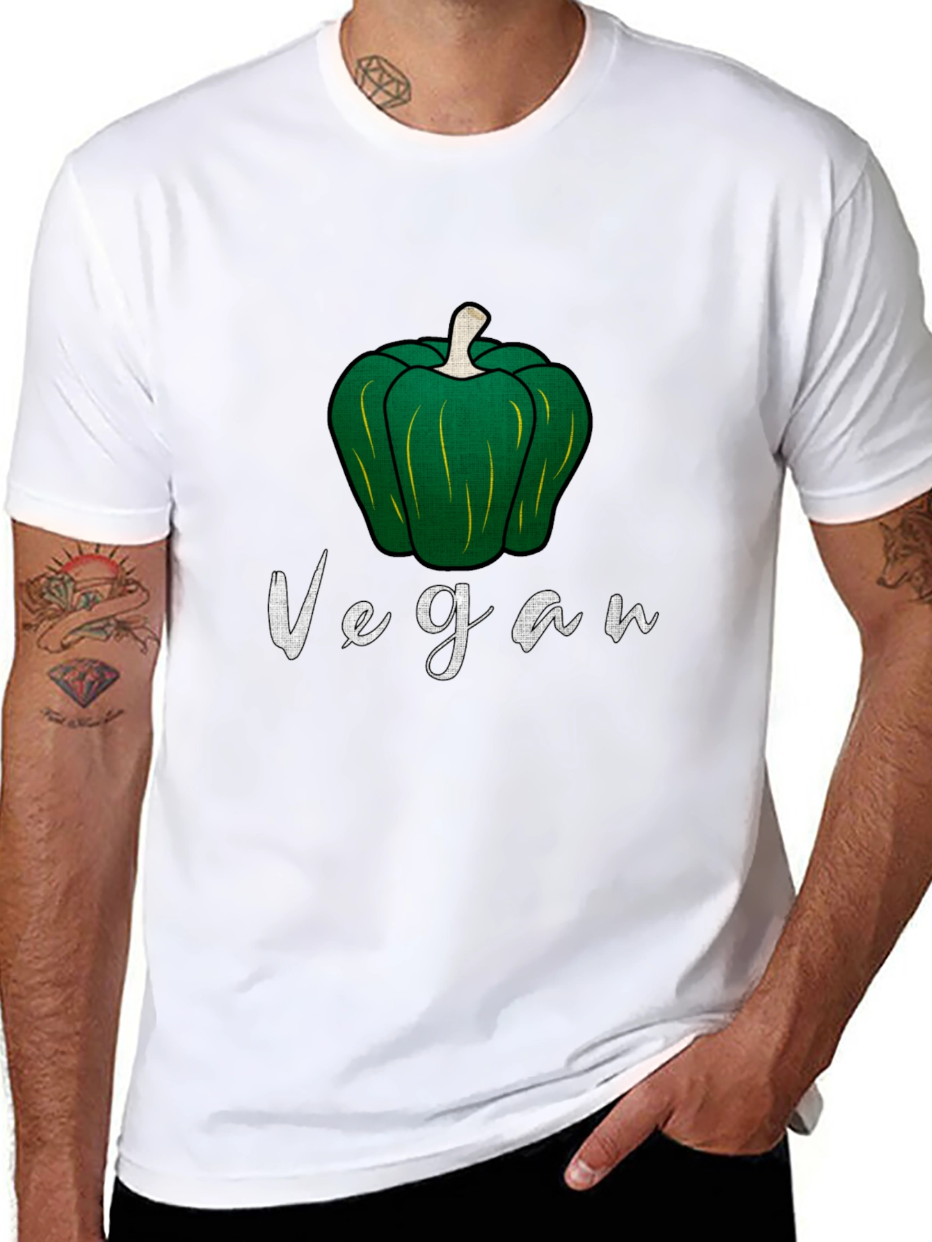 Vegan Green Pepper Graphic Tee
