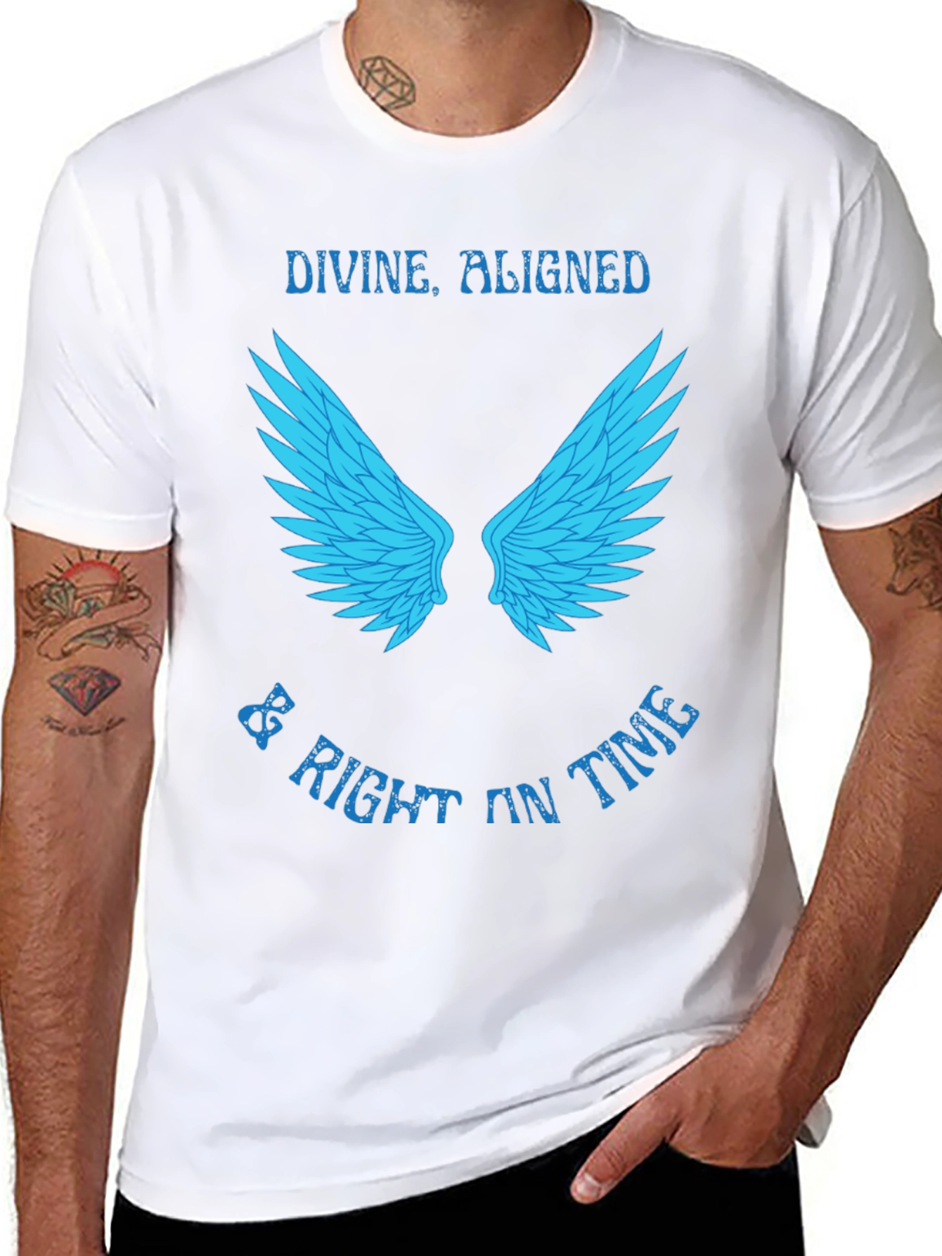 Divine Aligned Wings Graphic Tee - Stylish Mens T-Shirt