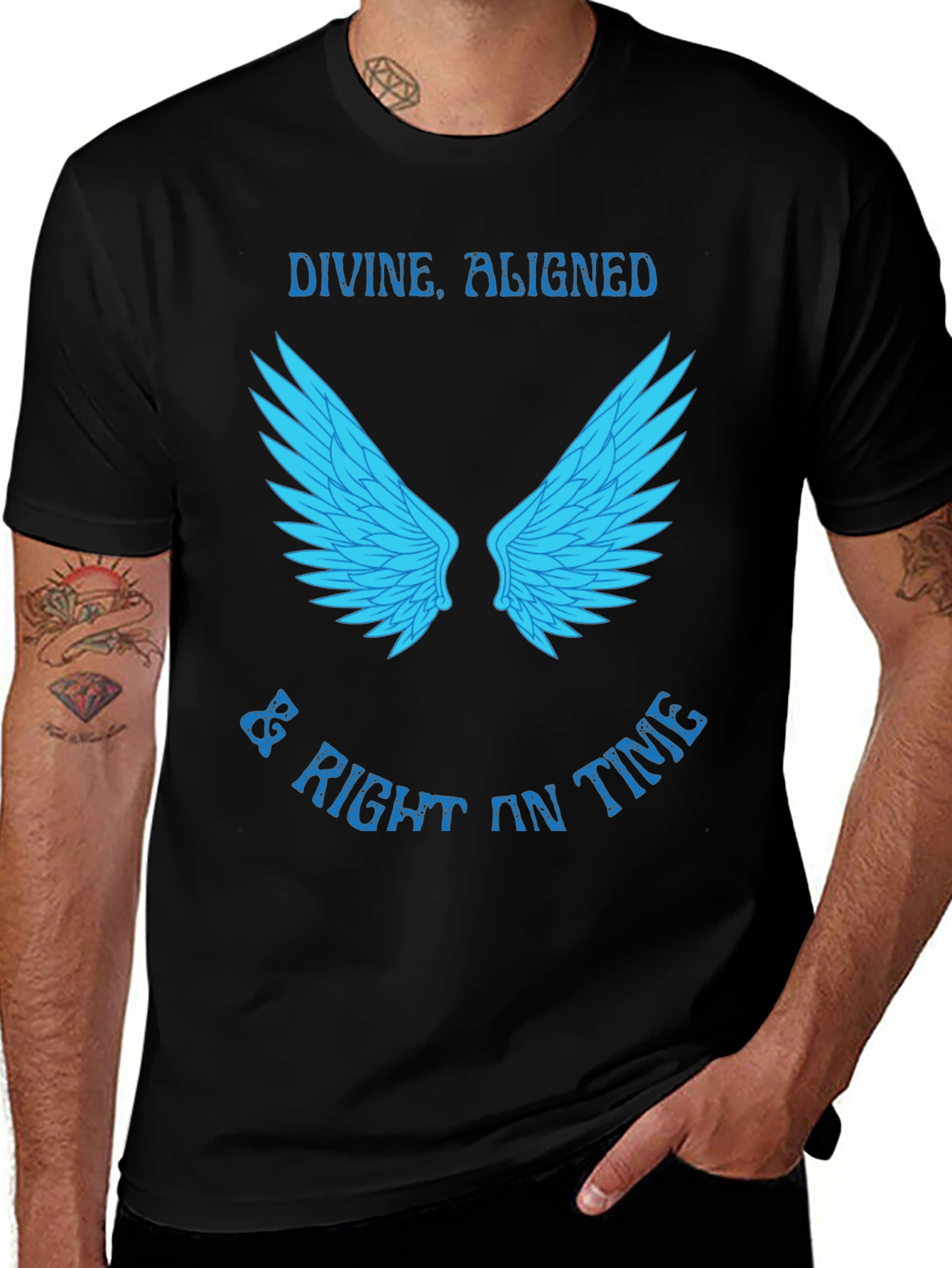 Divine Aligned Wings Graphic Tee - Stylish Mens T-Shirt