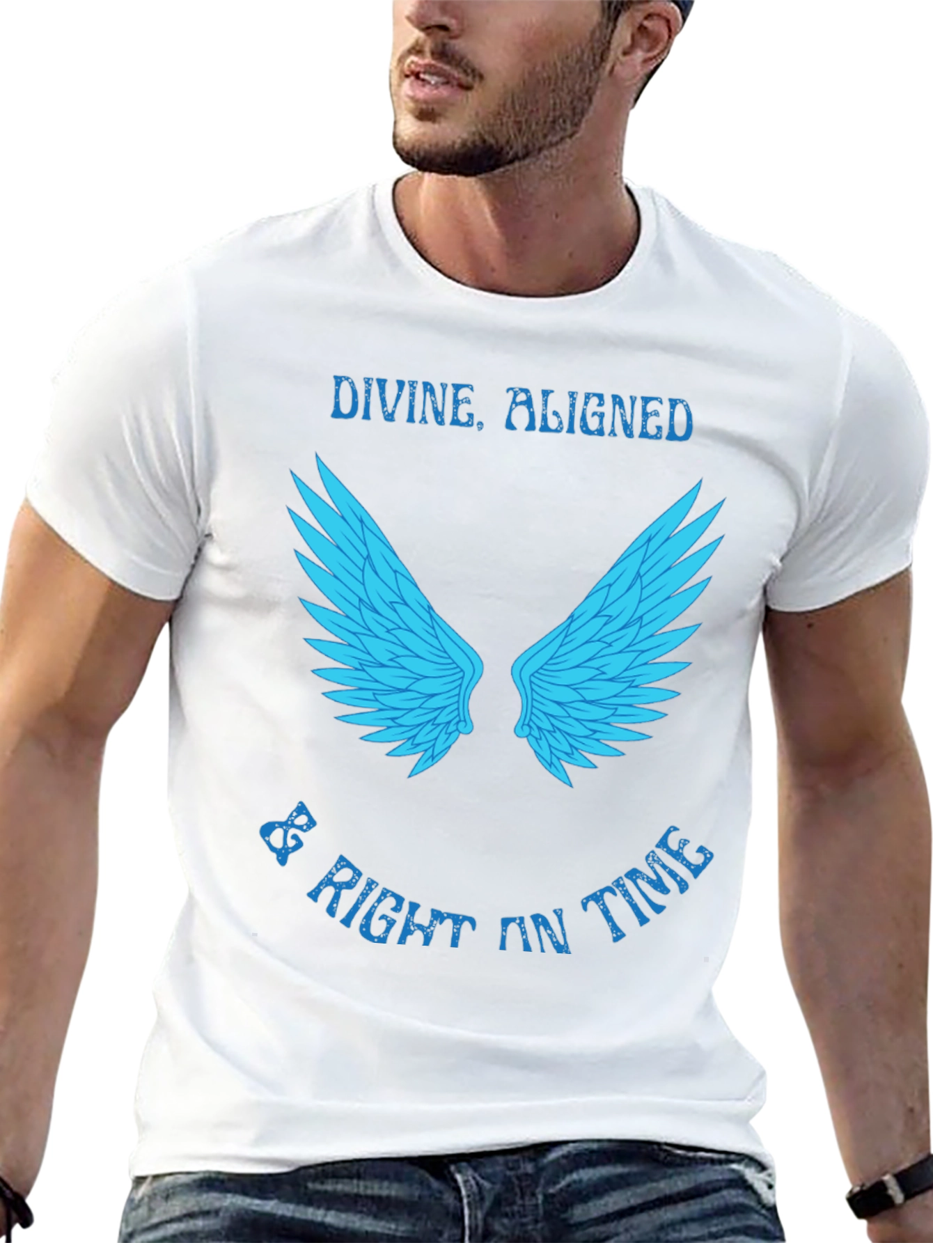 Divine Aligned Wings Graphic Tee - Stylish Mens T-Shirt
