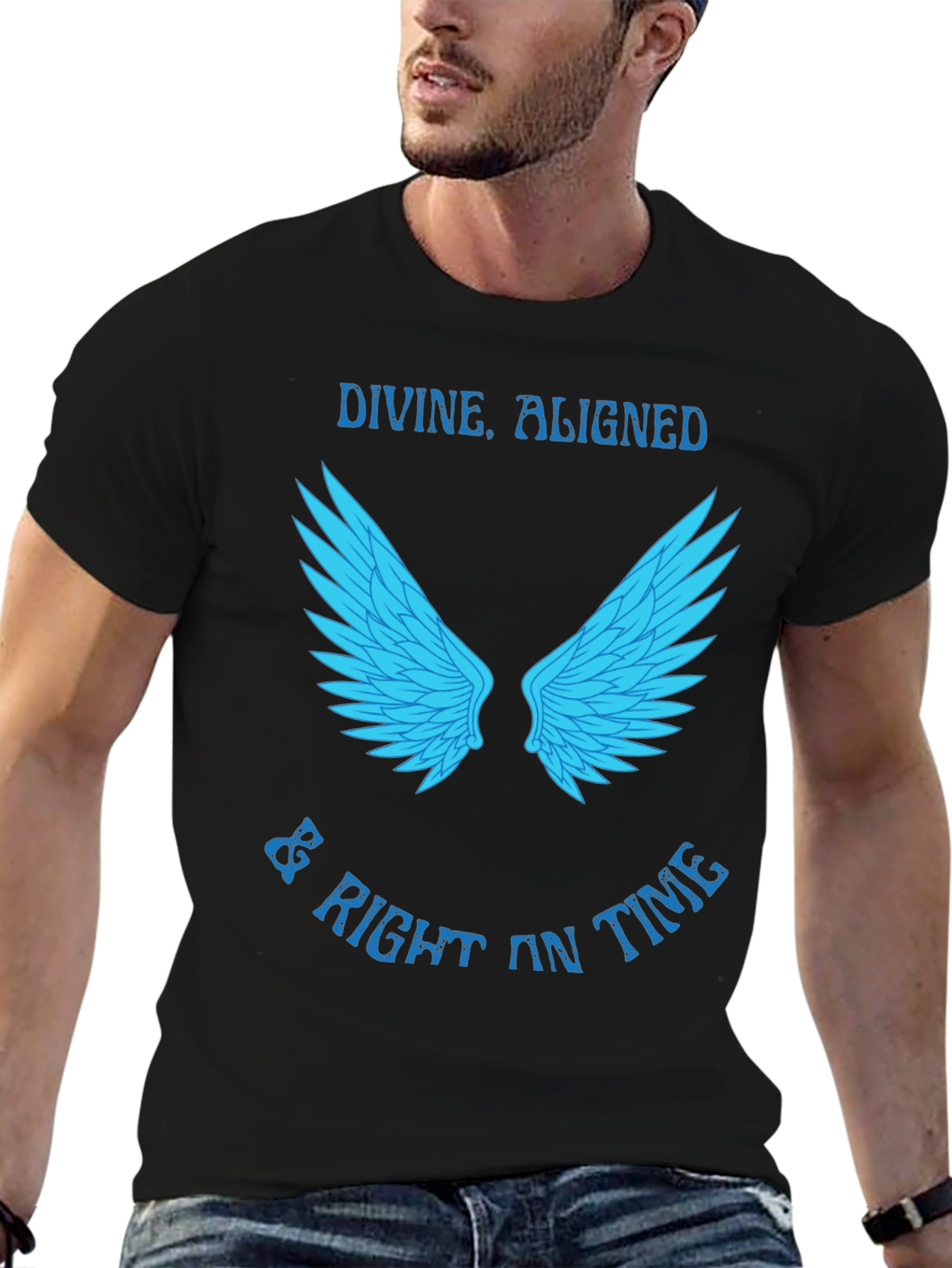 Divine Aligned Wings Graphic Tee - Stylish Mens T-Shirt