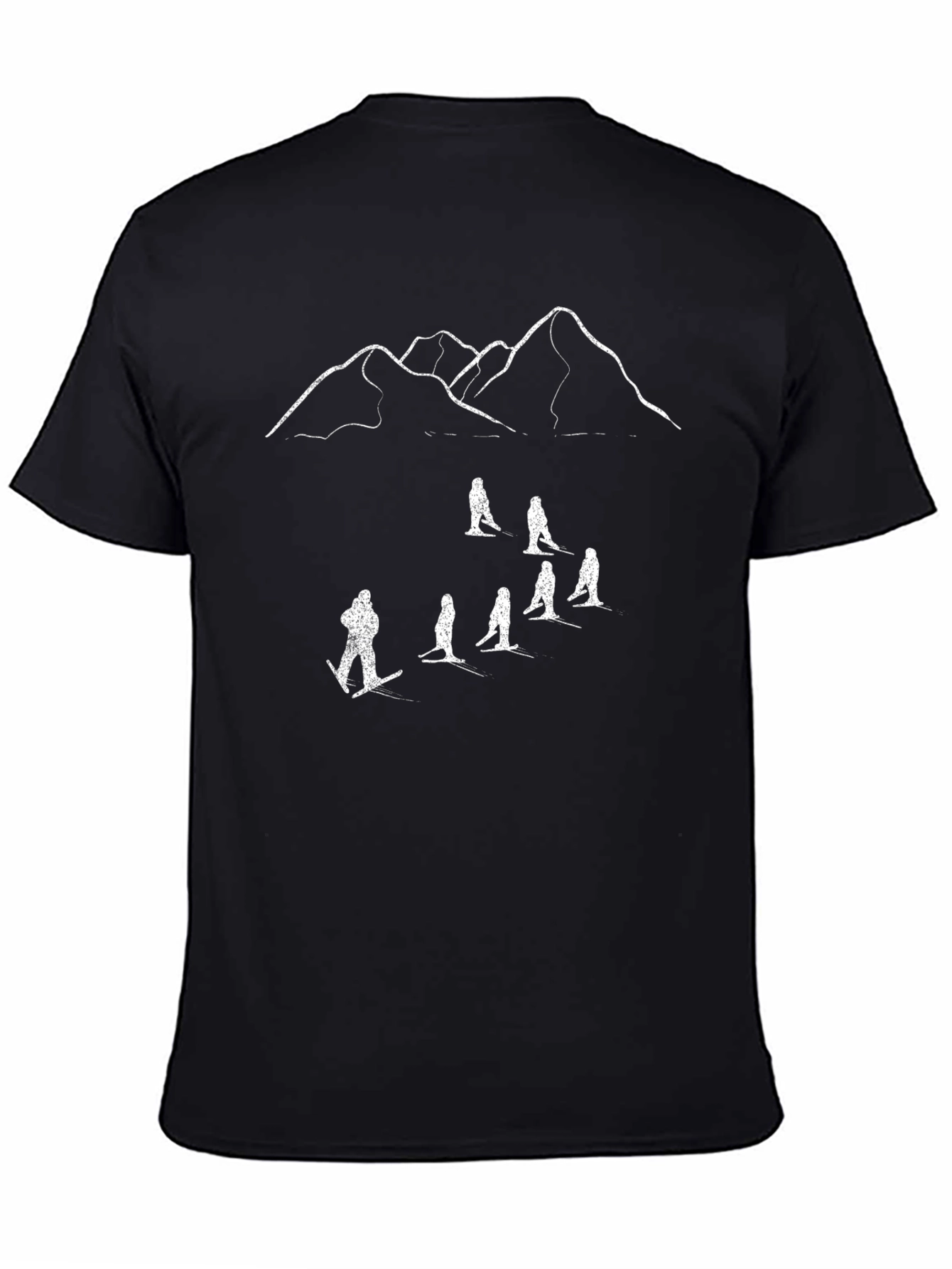 Skiing Adventure Tee - Mountain Scene Black T-Shirt