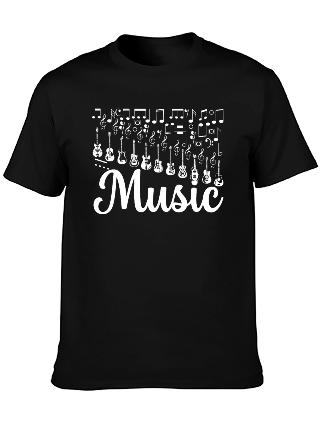 Music T-Shirt: Guitar Notes Design Black