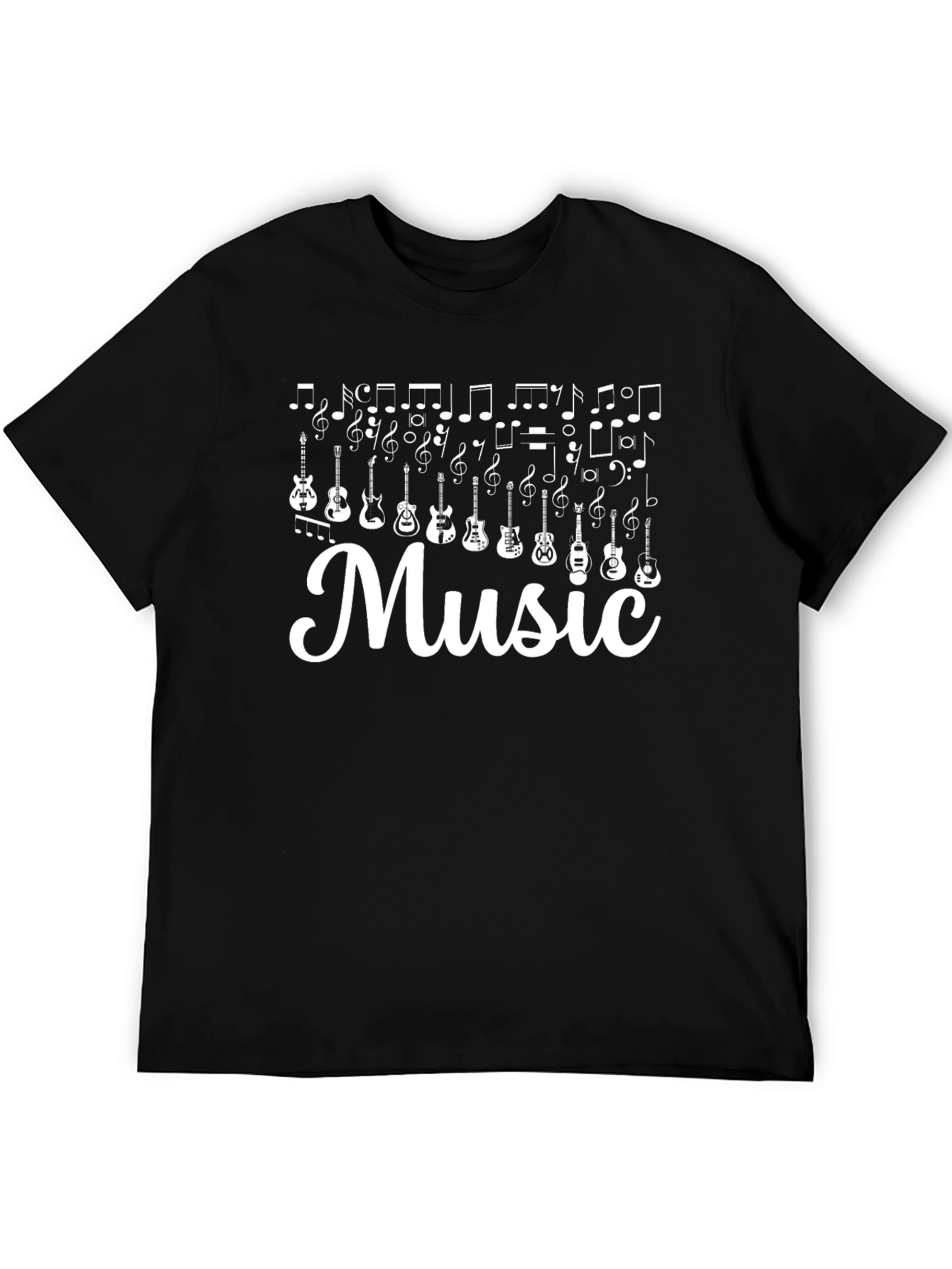 Music T-Shirt: Guitar Notes Design Black