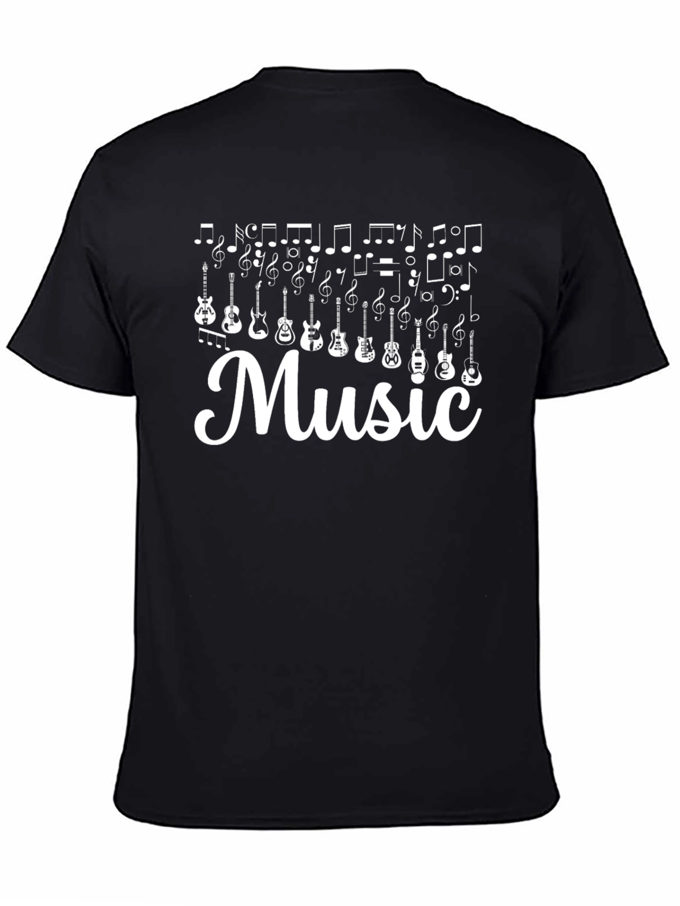 Music T-Shirt: Guitar Notes Design Black