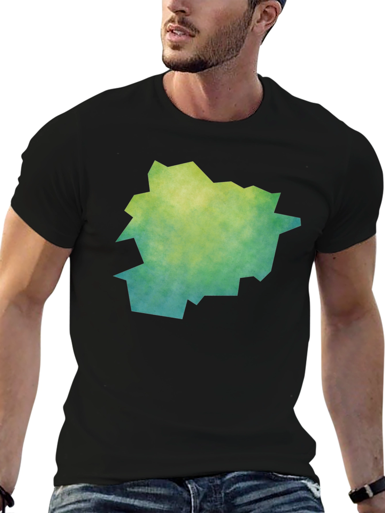 Abstract Graphic Tee - Trendy Mens Black T-Shirt