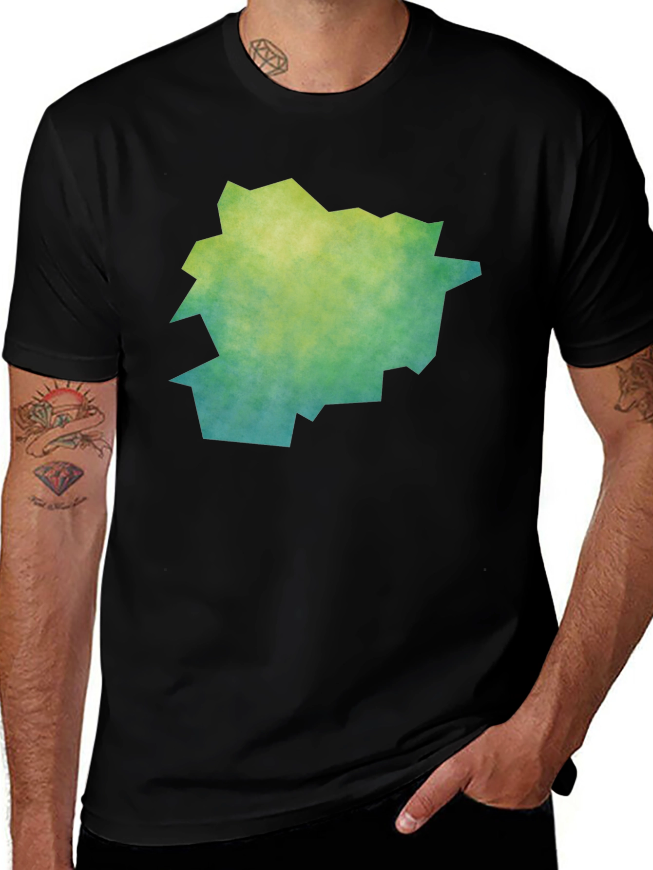 Abstract Graphic Tee - Trendy Mens Black T-Shirt