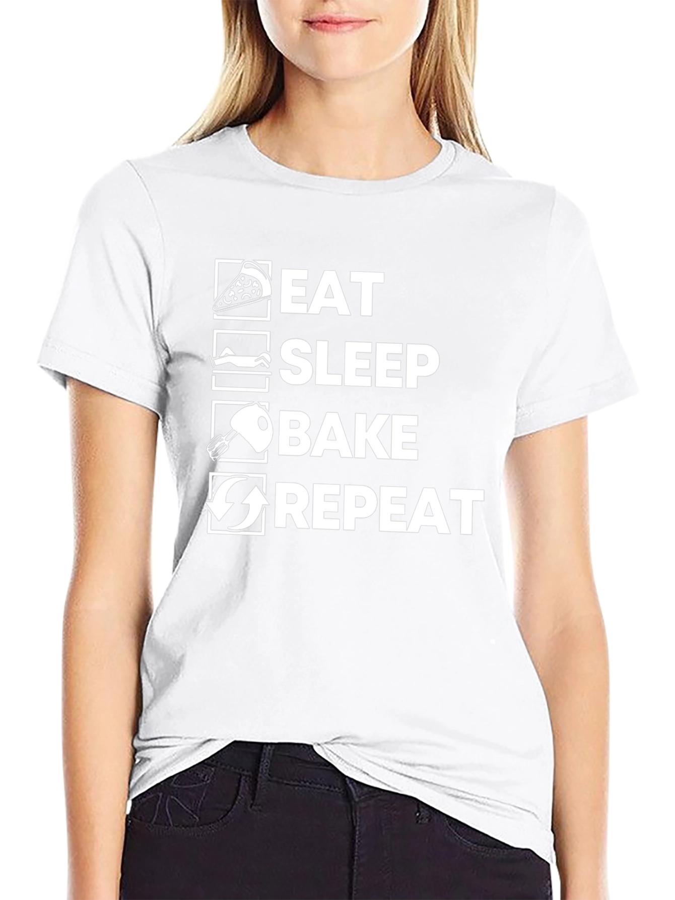 Eat Sleep Bake Repeat Black T-Shirt