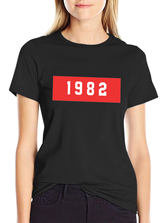 1982 Graphic Tee - Retro Style Black T-Shirt