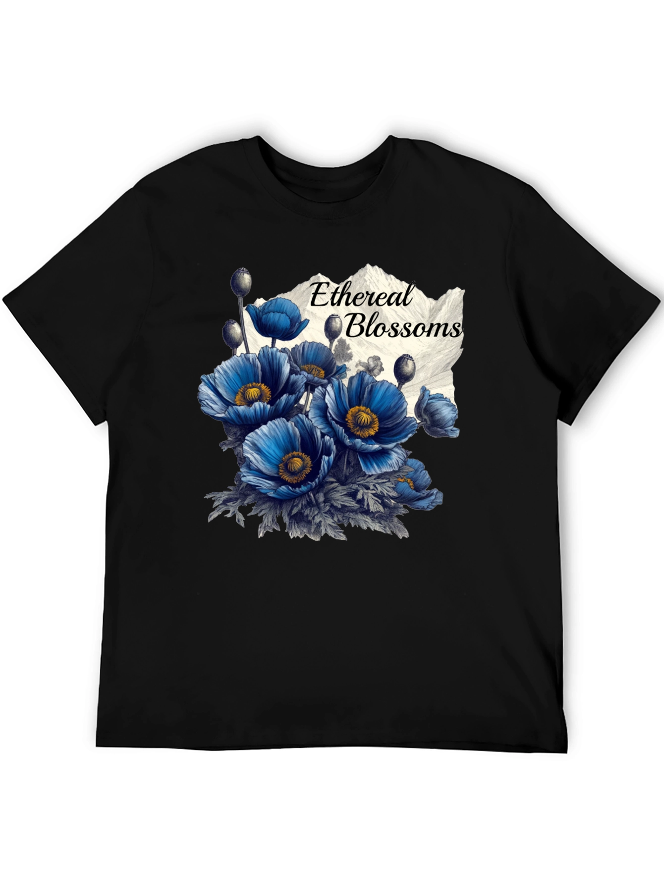 Ethereal Blossoms Black T-Shirt