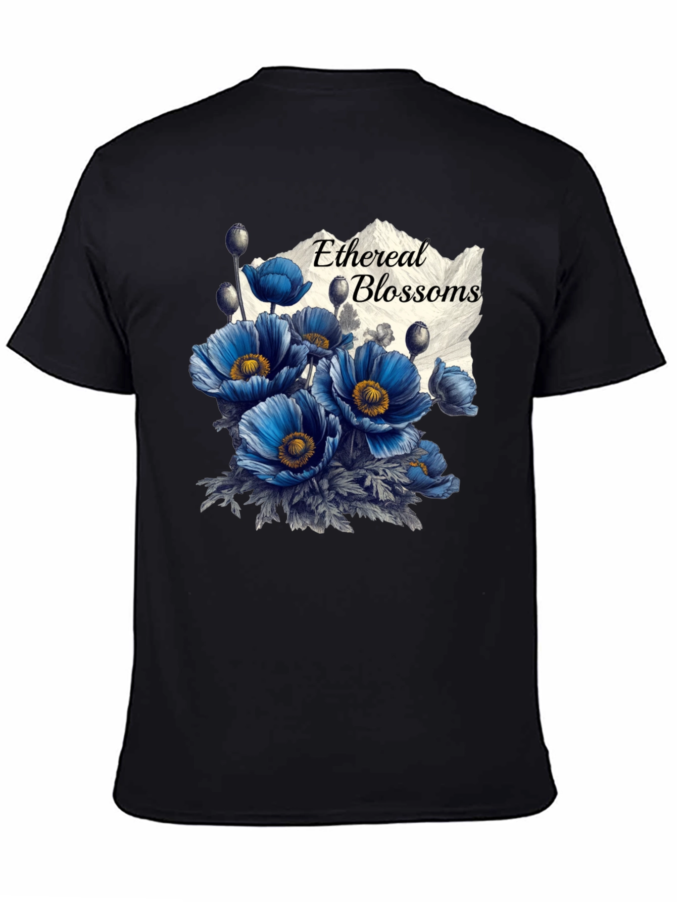 Ethereal Blossoms Black T-Shirt