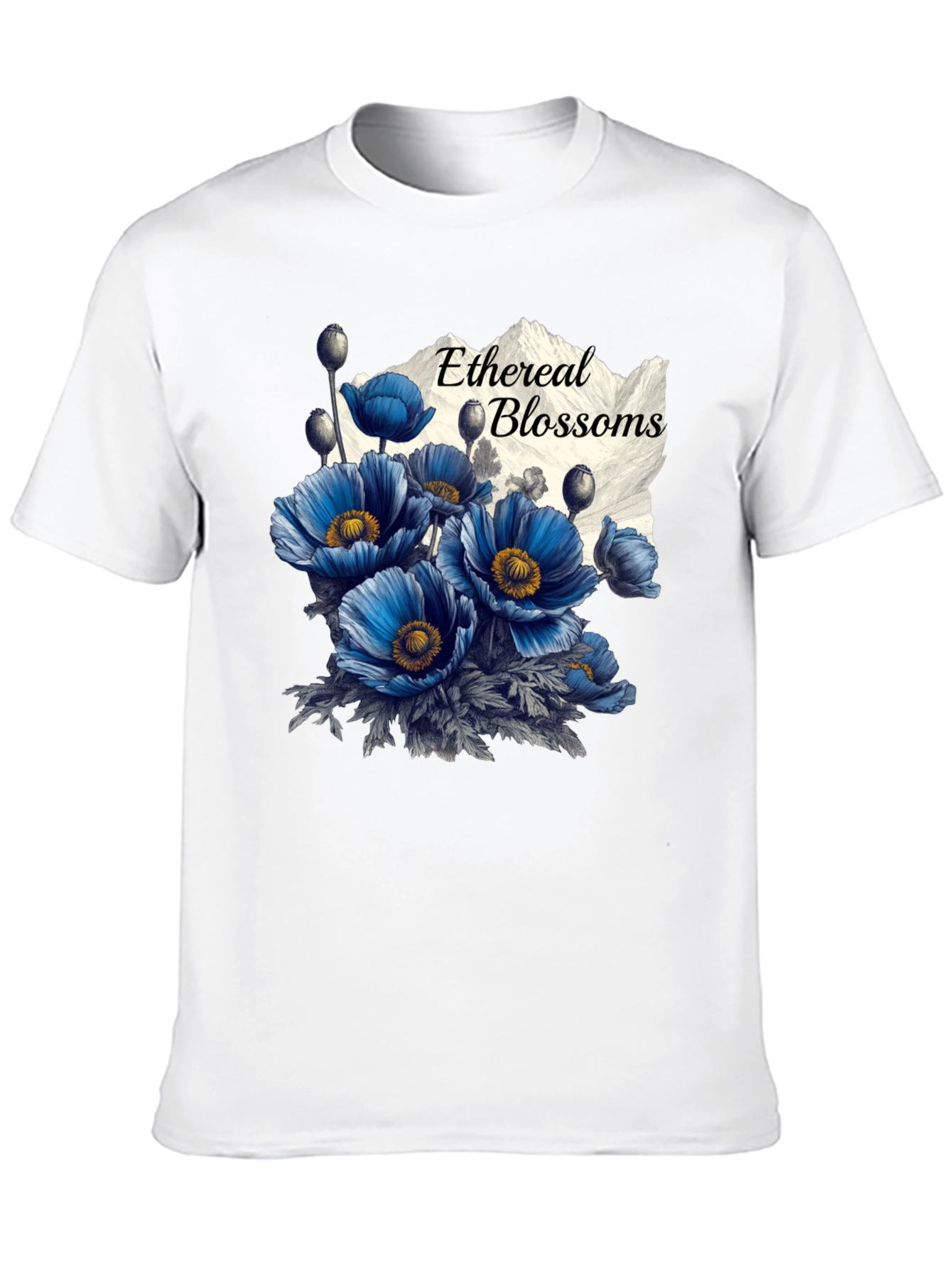 Ethereal Blossoms Black T-Shirt