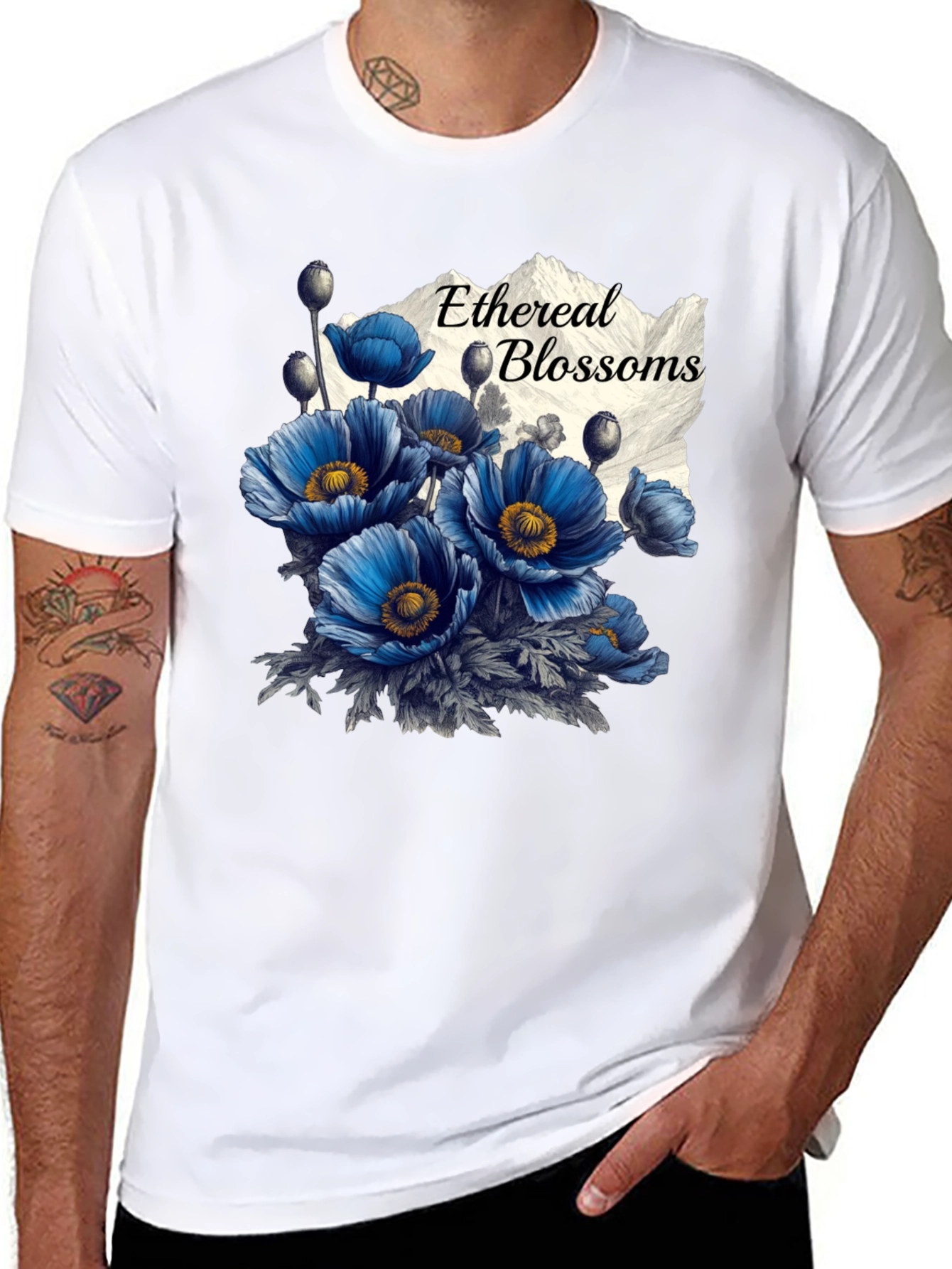 Ethereal Blossoms Black T-Shirt