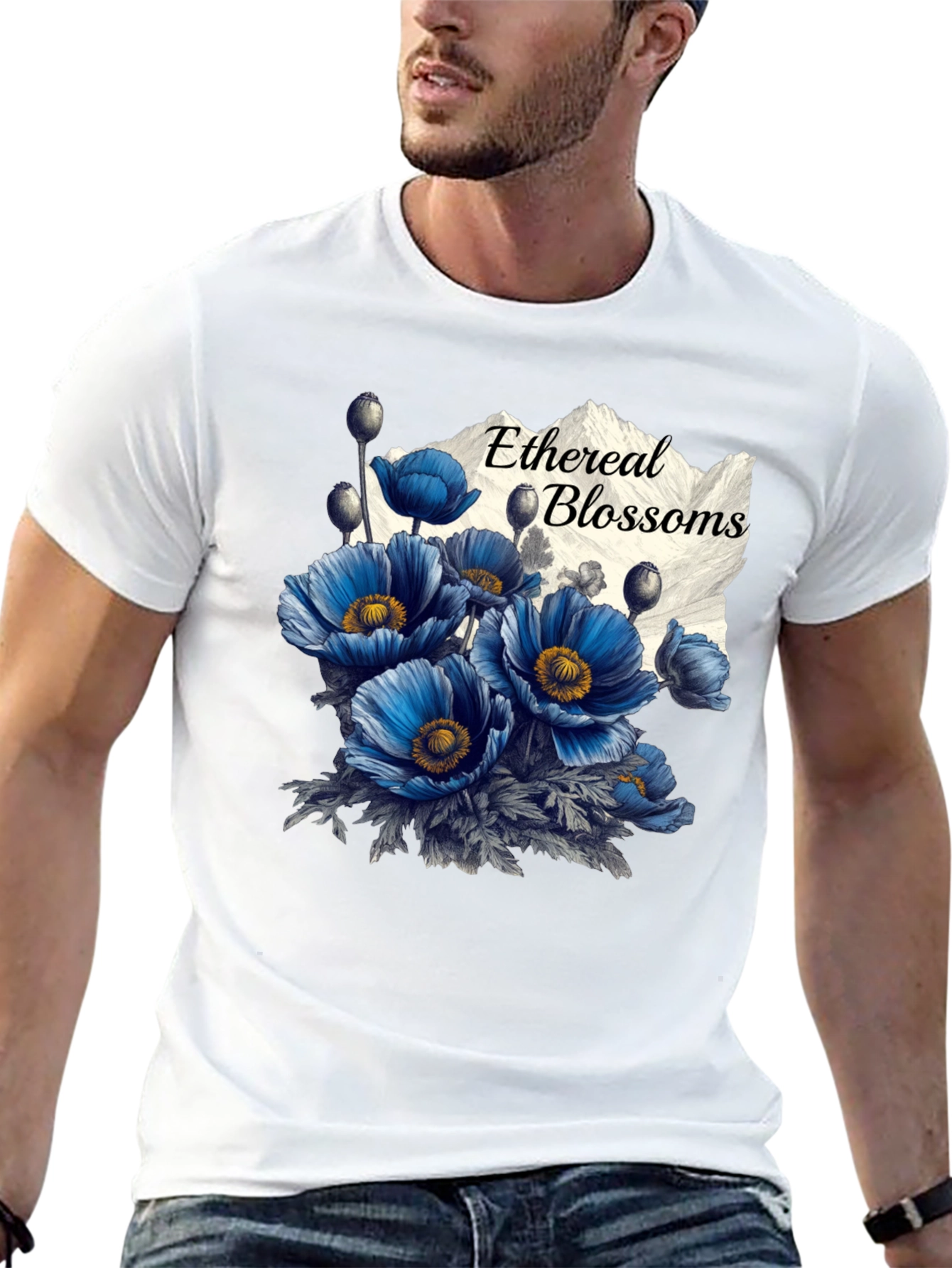 Ethereal Blossoms Black T-Shirt