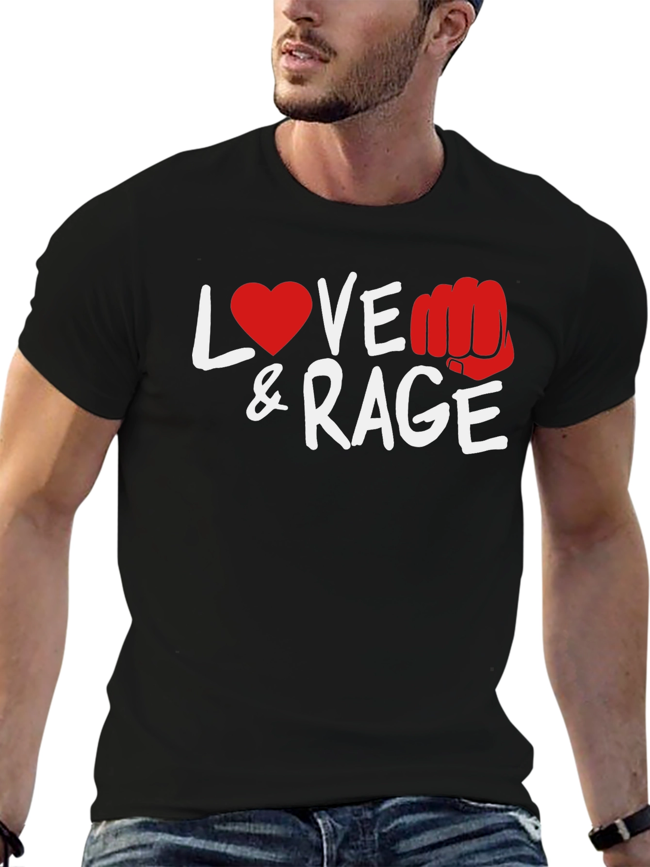 Love & Rage Graphic Tee - Black Casual T-Shirt