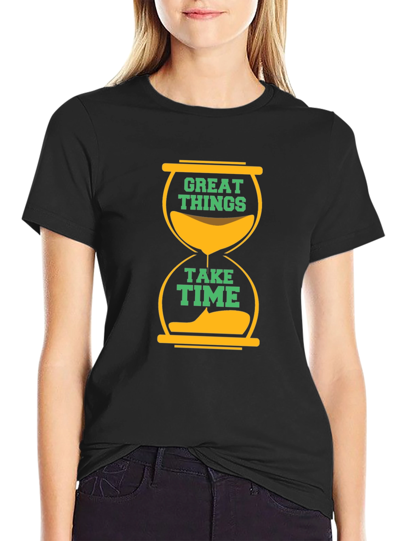 Great Things Take Time Black Graphic Tee