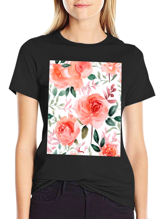 Floral Watercolor T-Shirt: Peach Roses