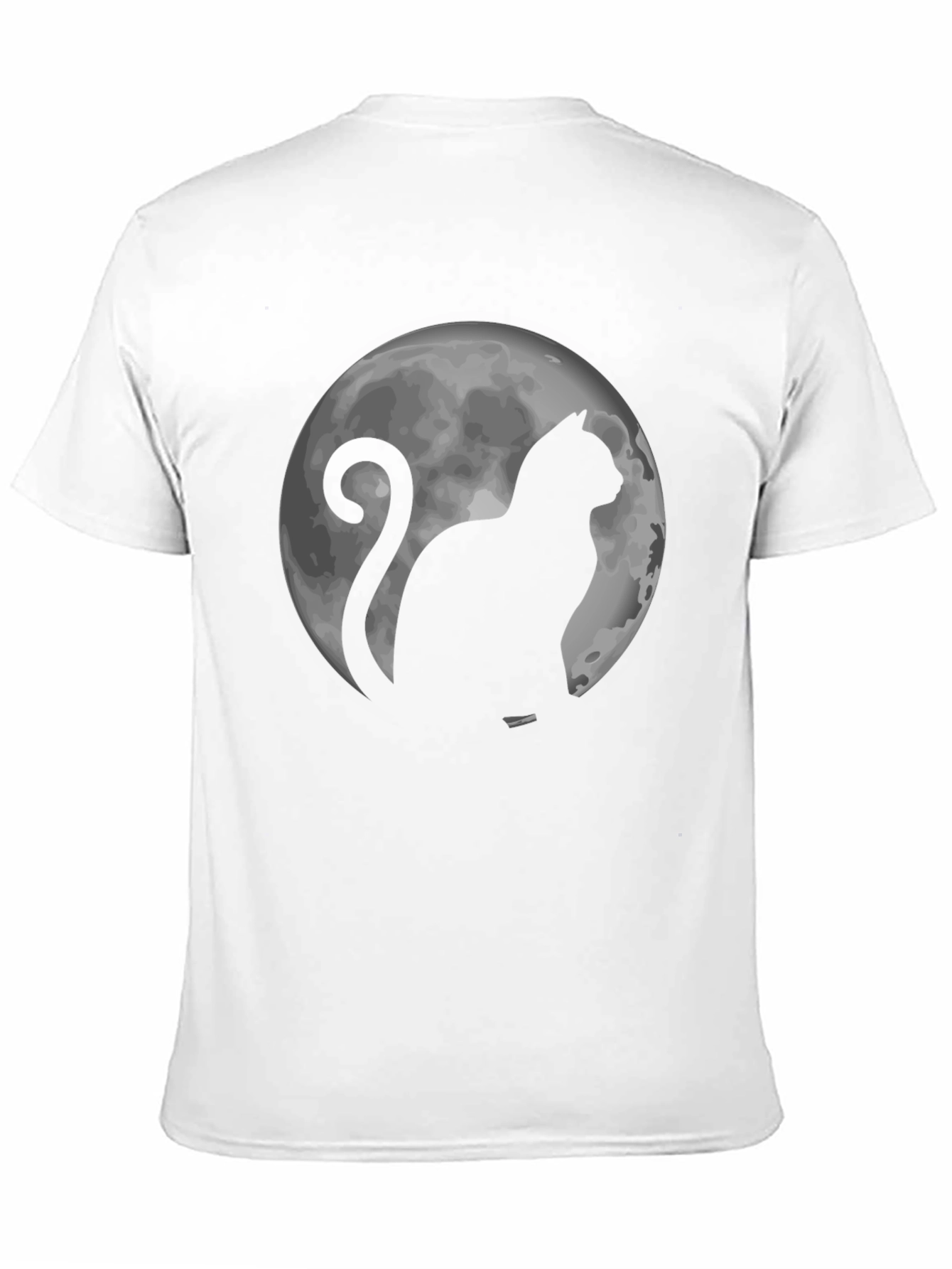 Cat & Moon Graphic Tee - Black Cotton T-Shirt