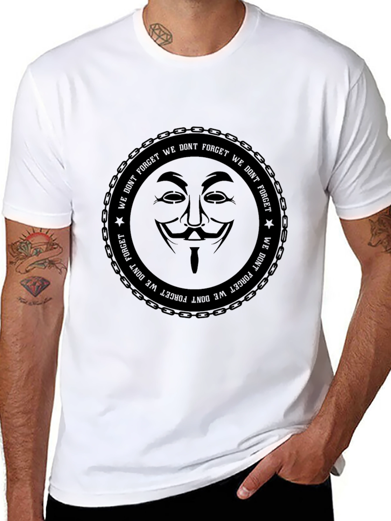 Anonymous Mask Graphic Print Black T-Shirt
