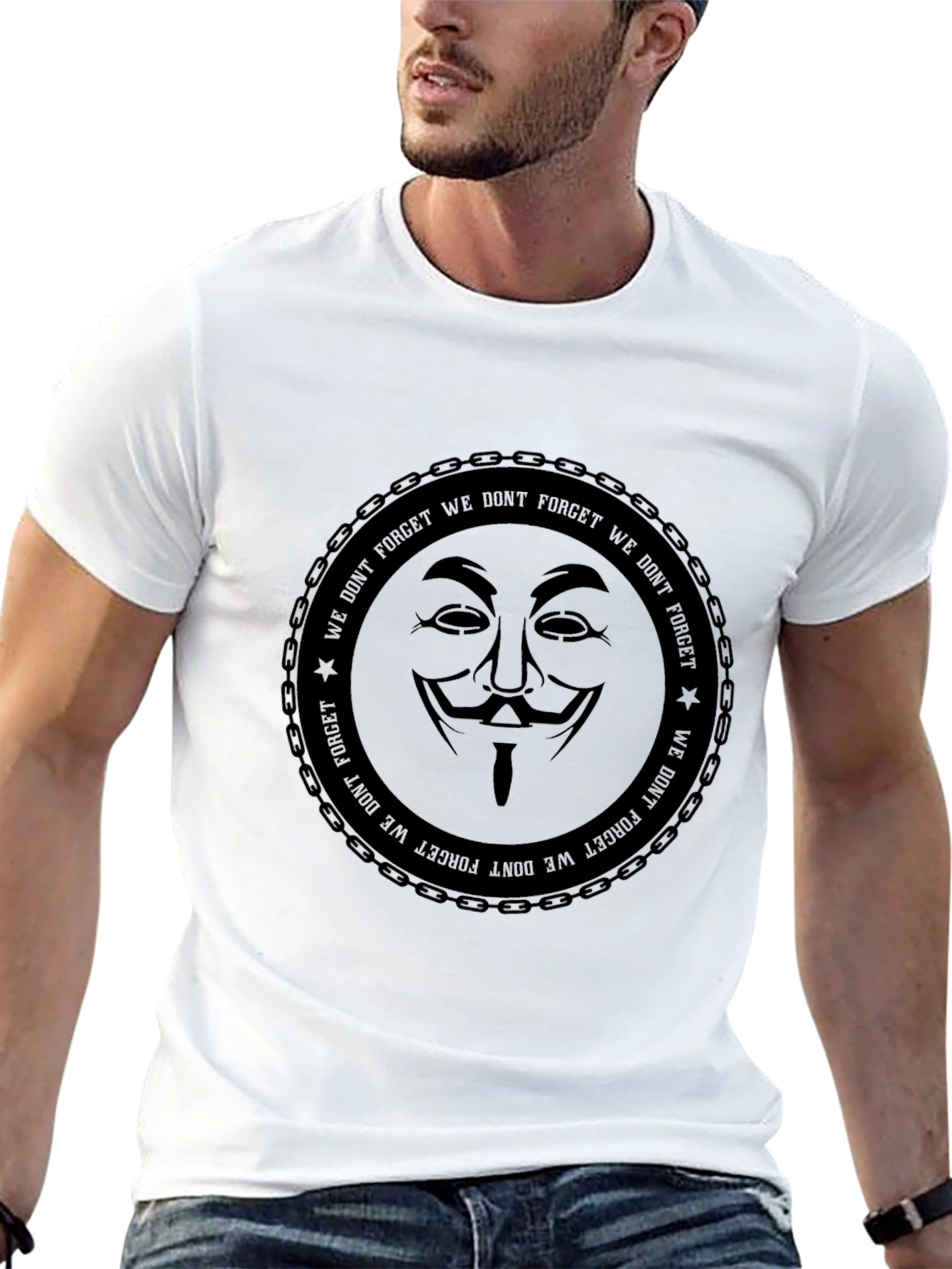 Anonymous Mask Graphic Print Black T-Shirt