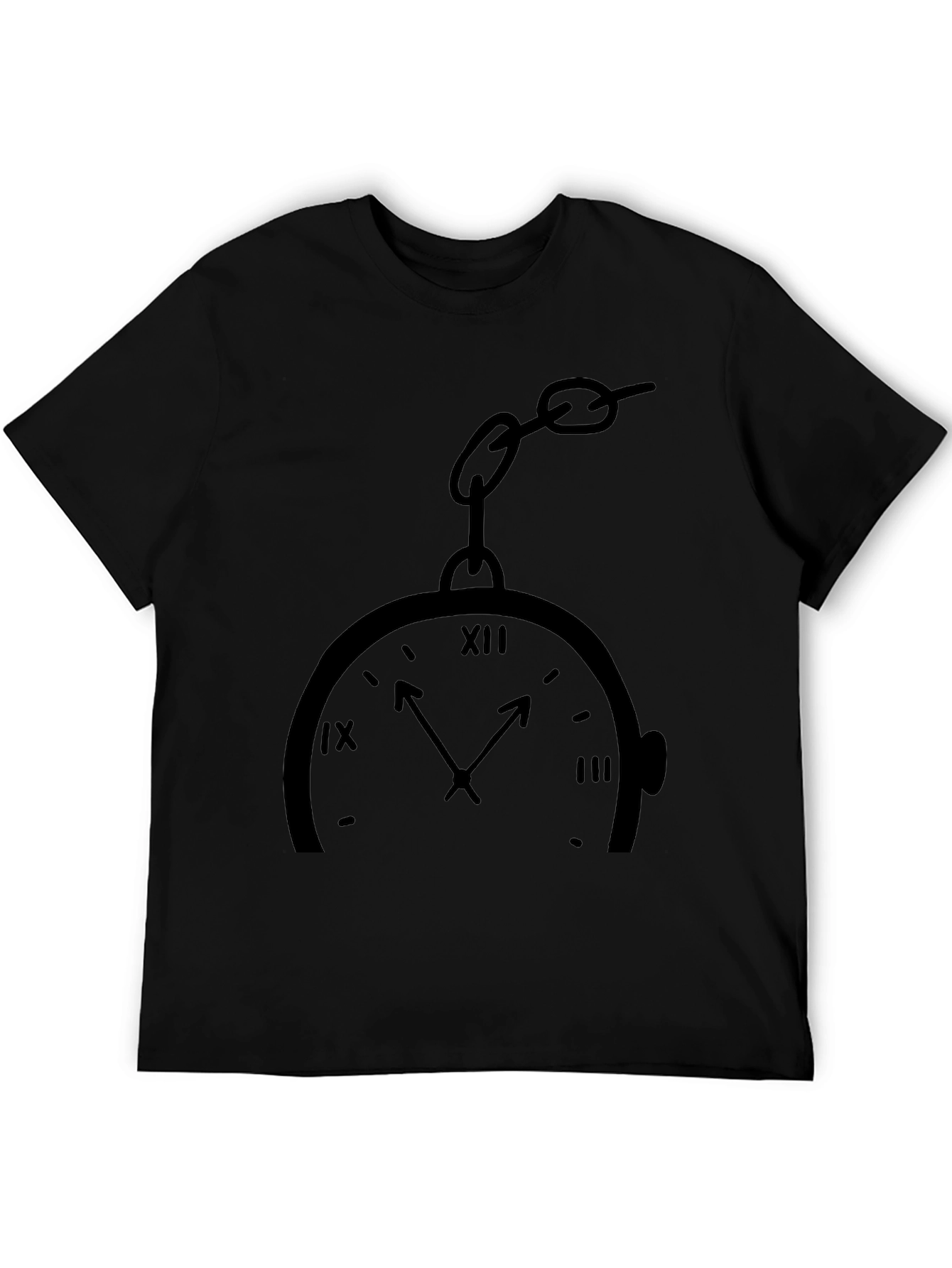 Pocket Watch Print Black T-Shirt