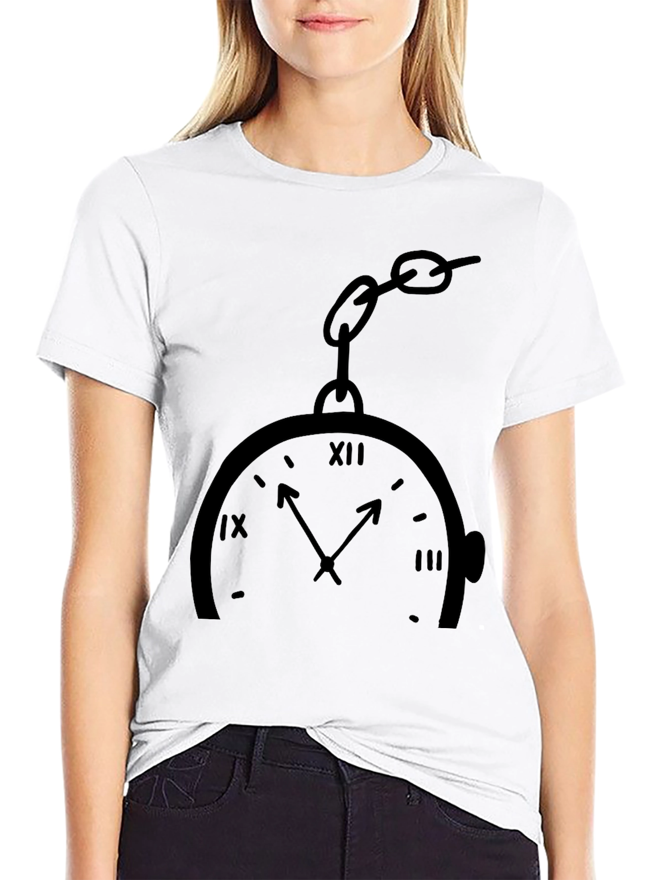 Pocket Watch Print Black T-Shirt
