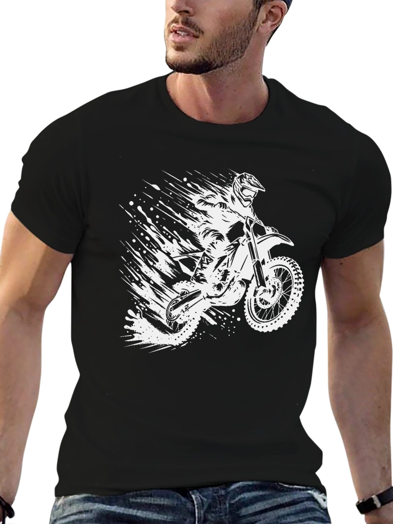 Dirt Bike Rider Graphic Tee - Black