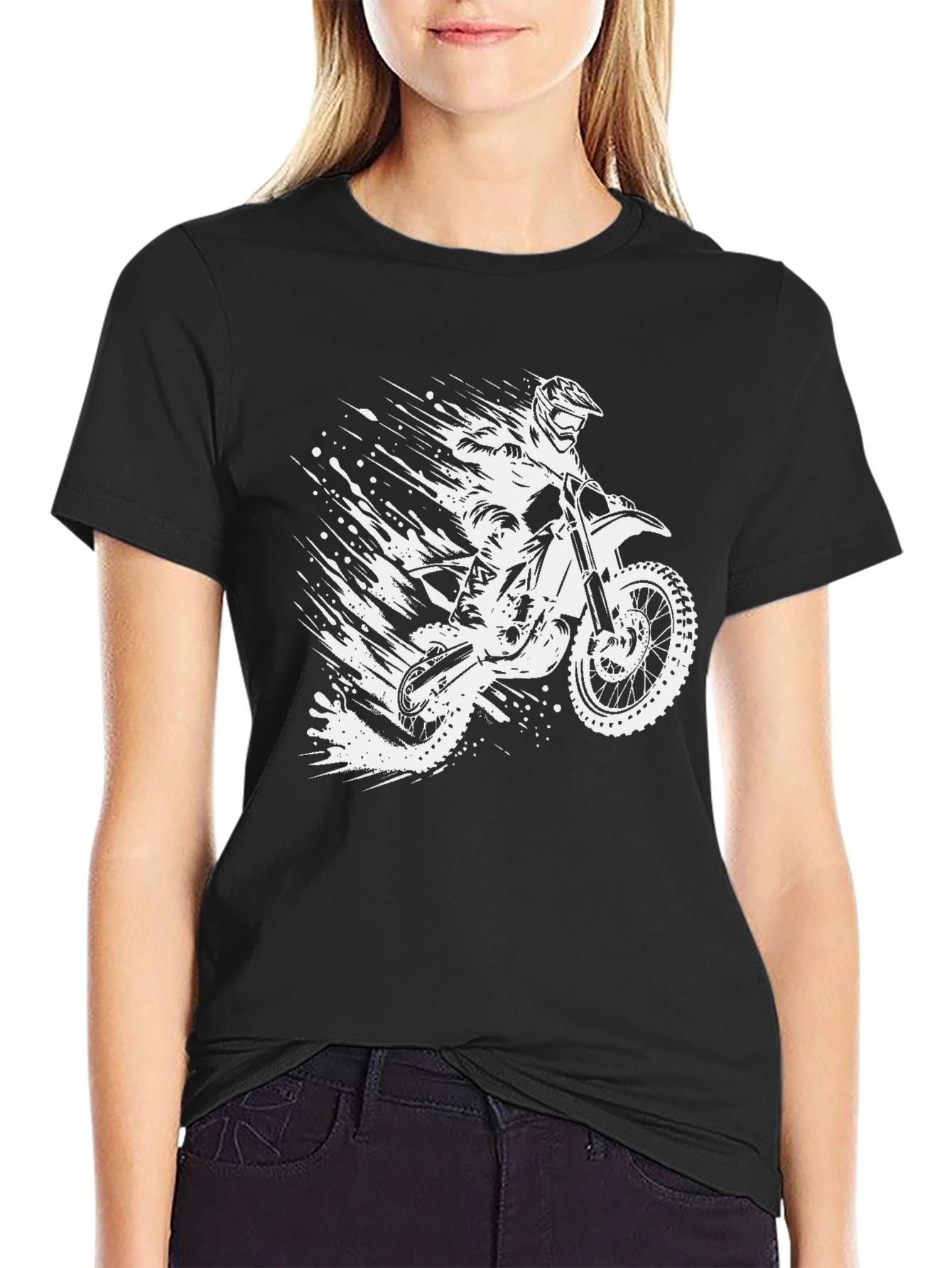 Dirt Bike Rider Graphic Tee - Black
