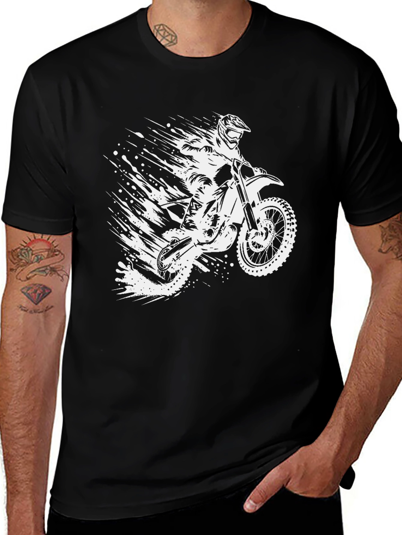 Dirt Bike Rider Graphic Tee - Black