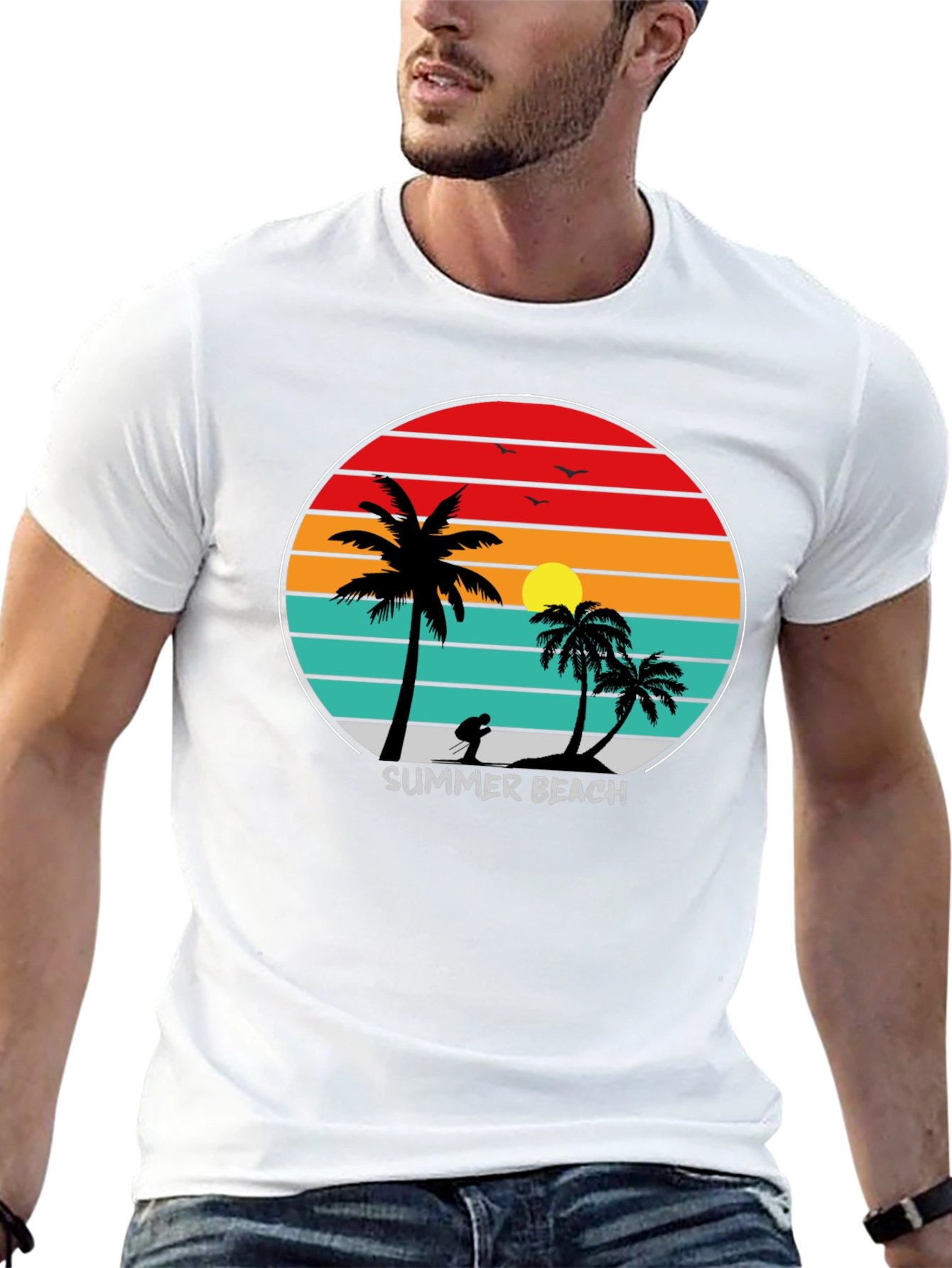Summer Beach Sunset Palm Tree T-Shirt