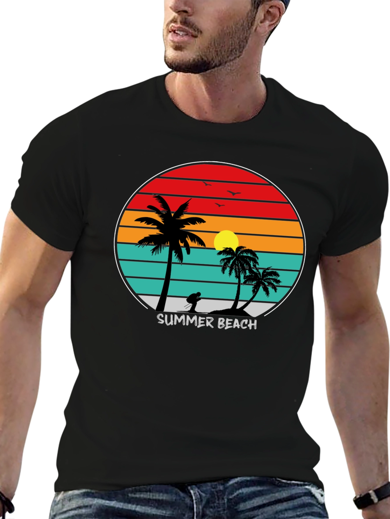 Summer Beach Sunset Palm Tree T-Shirt