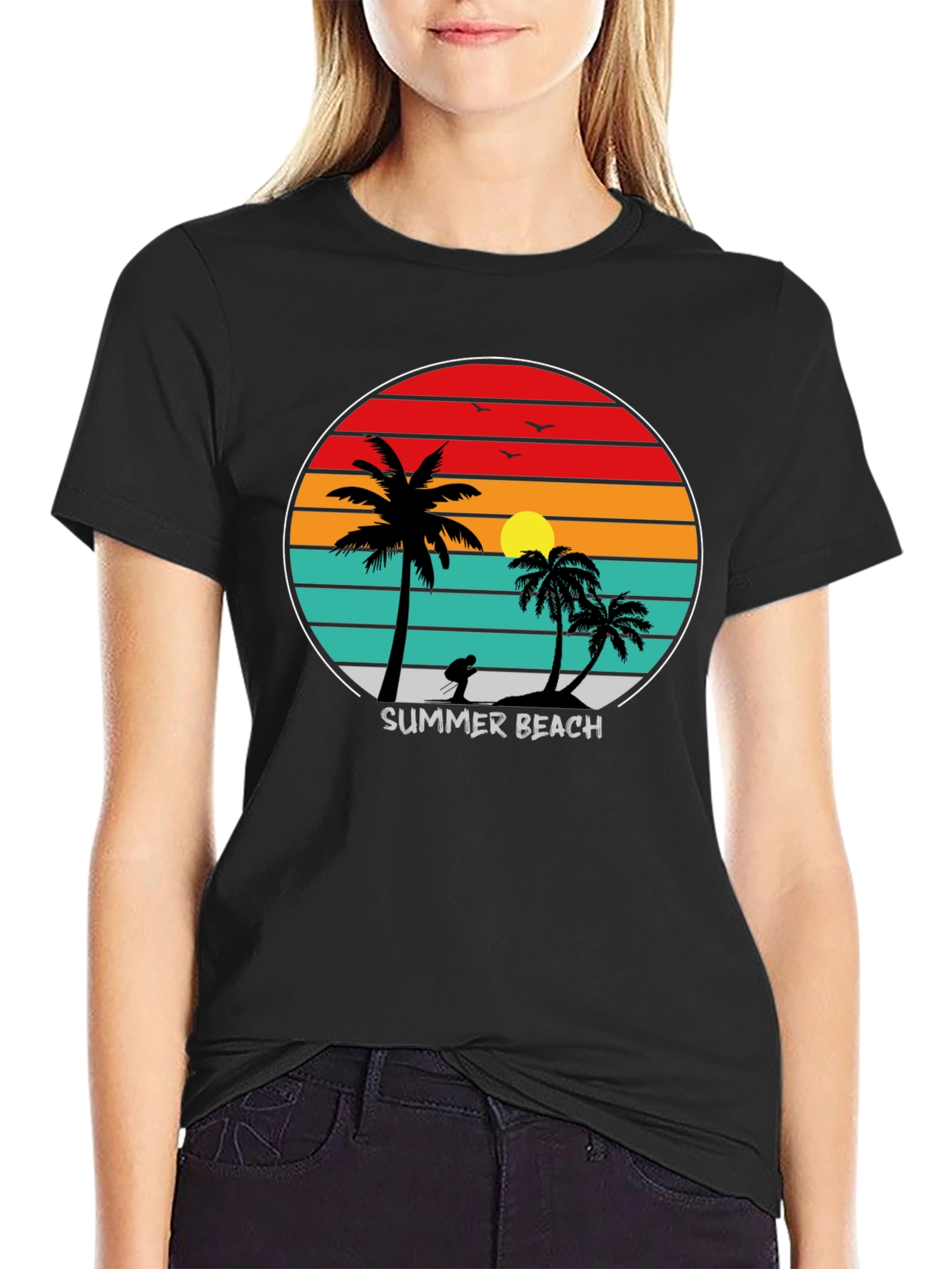 Summer Beach Sunset Palm Tree T-Shirt