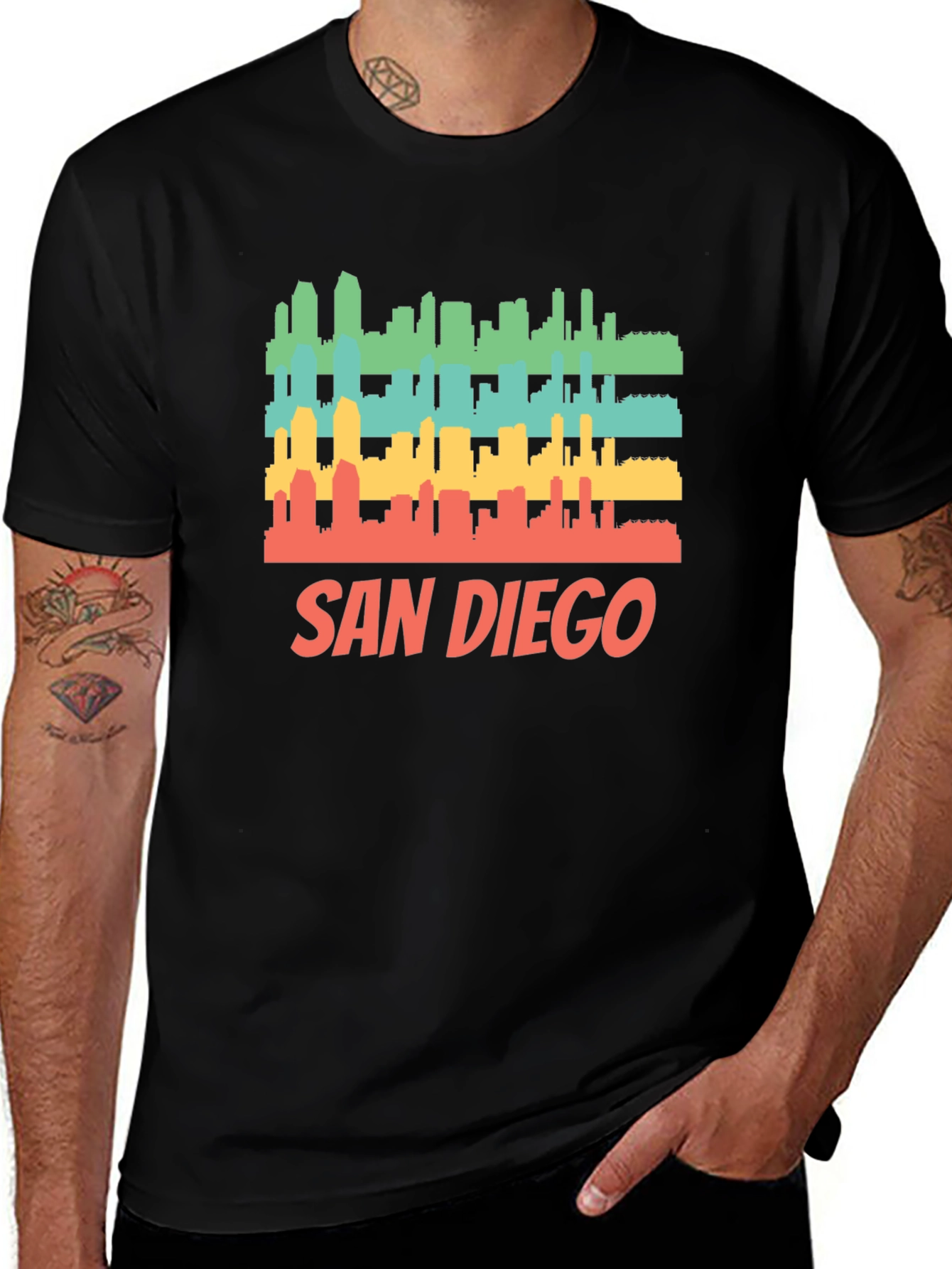 San Diego Skyline T-Shirt - Retro Style Graphic Tee
