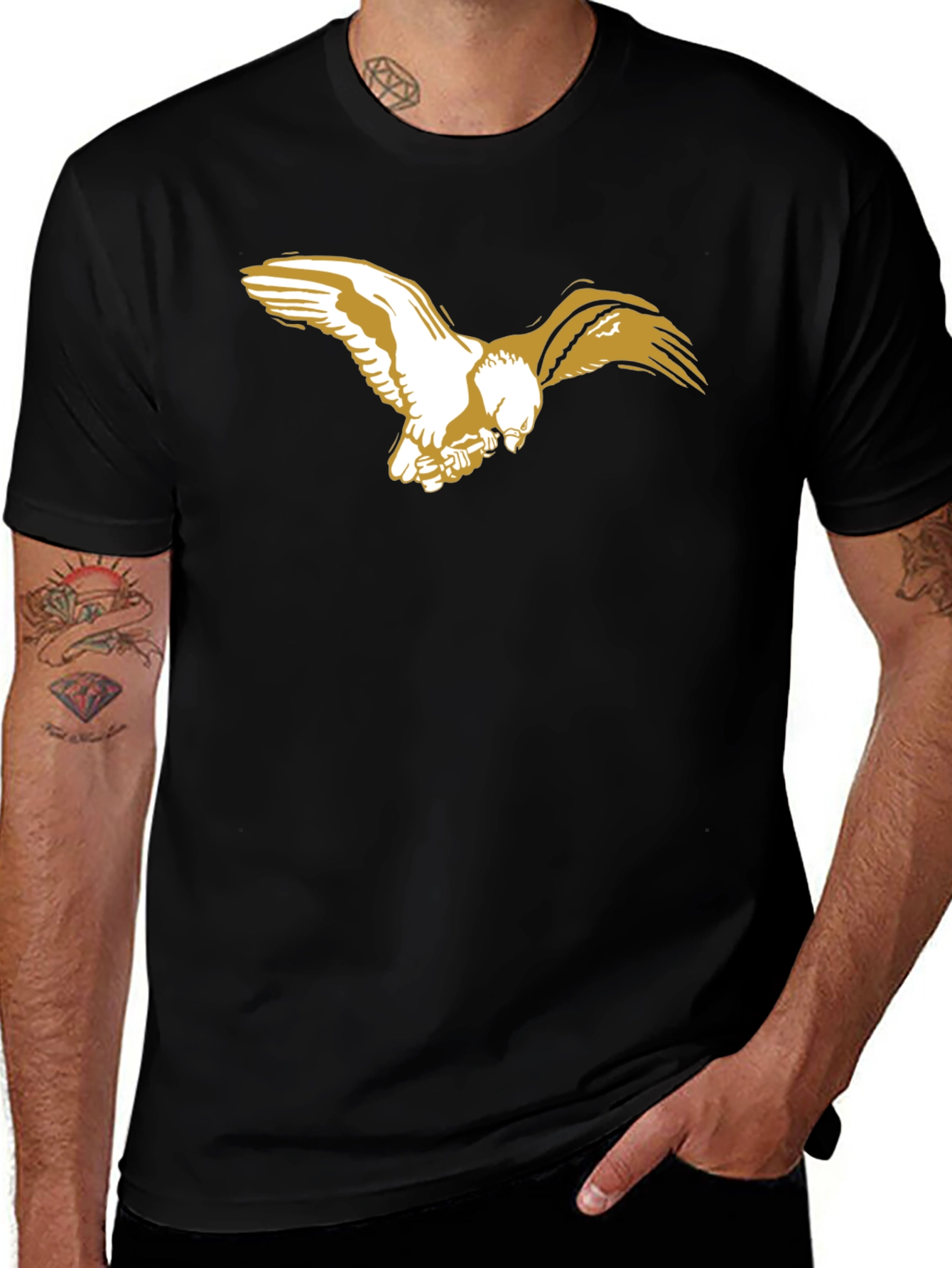 Black T-Shirt with Eagle Graphic