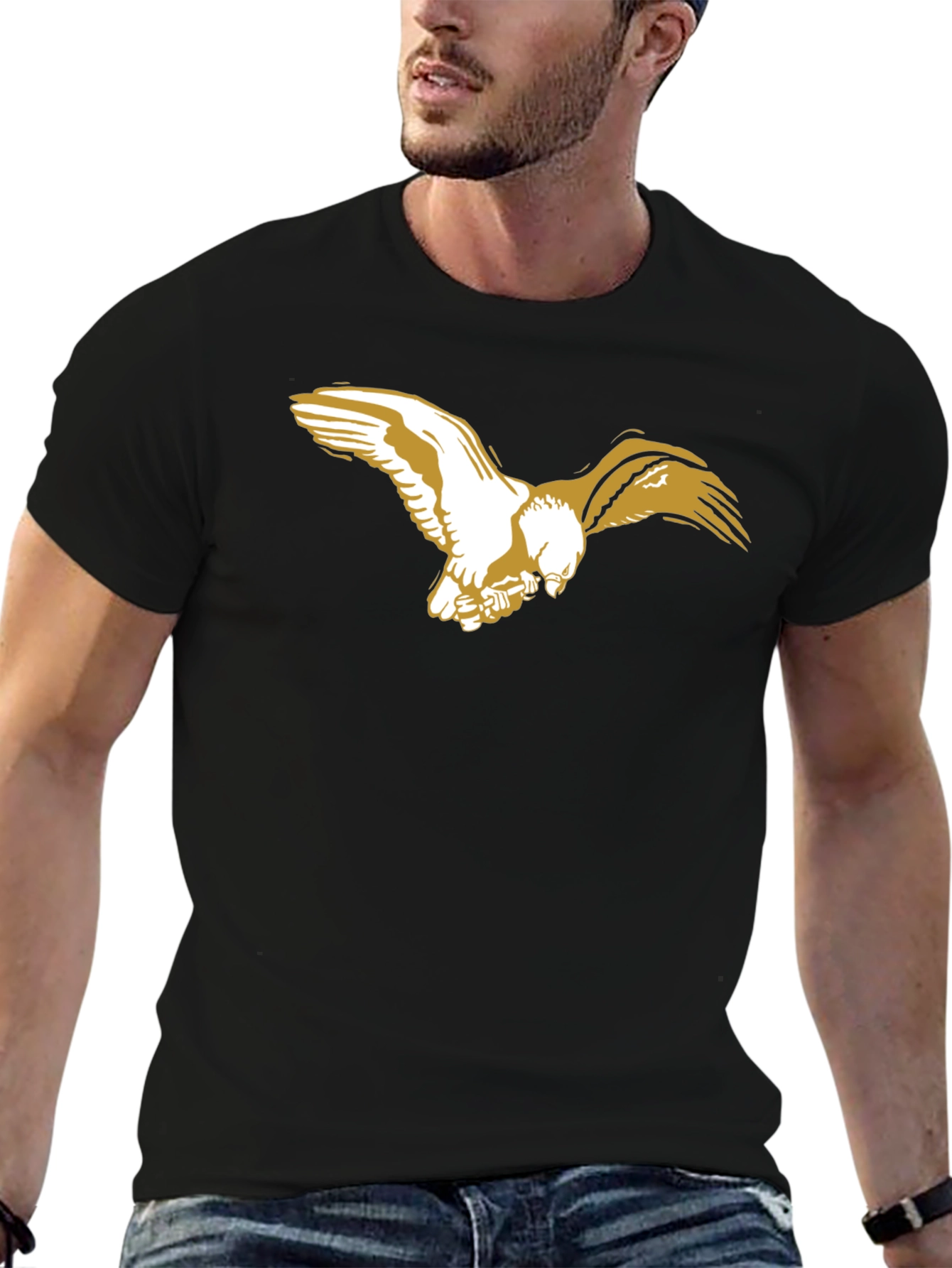 Black T-Shirt with Eagle Graphic