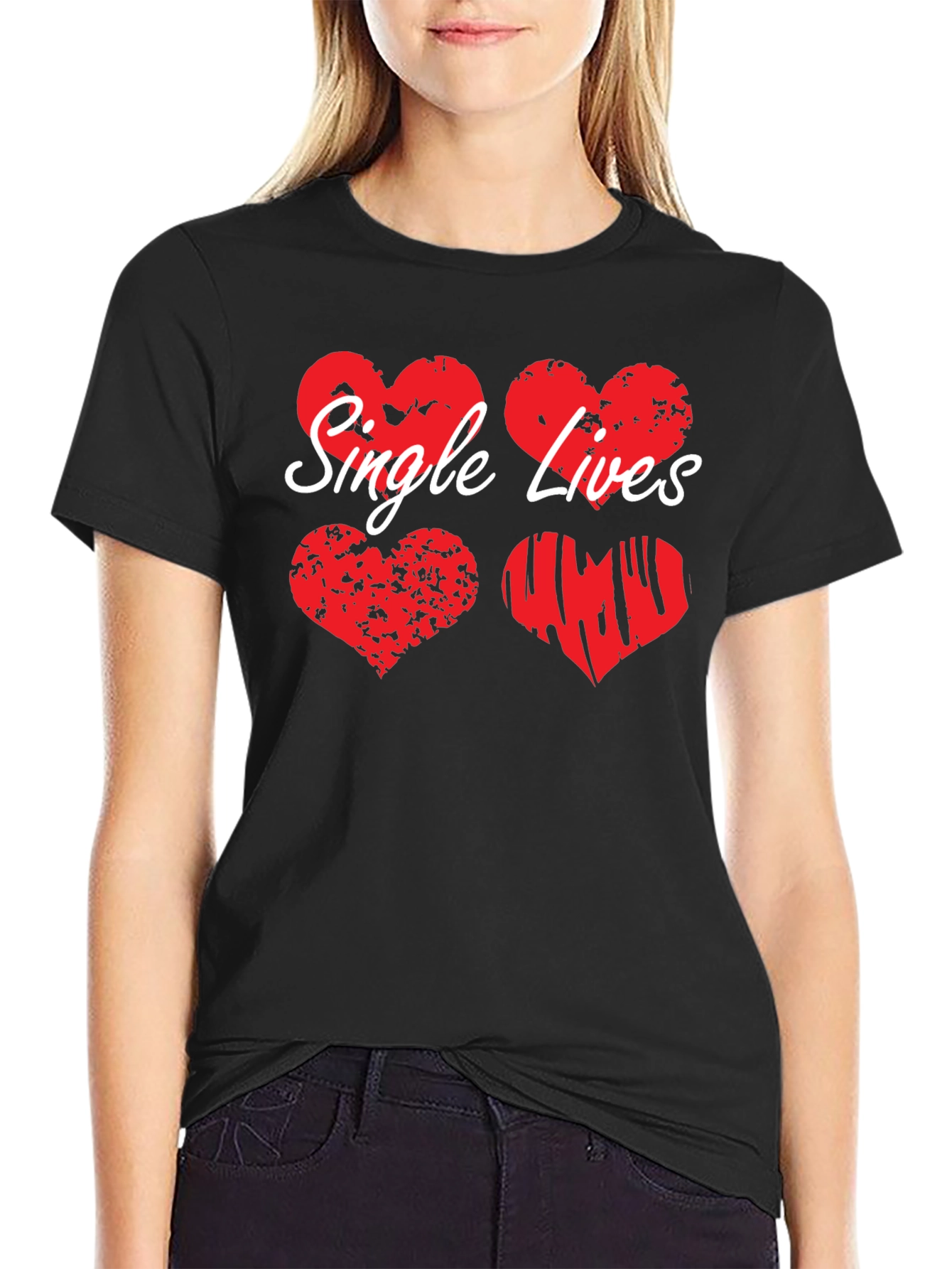 Single Lives Heart Graphic Tee - Black