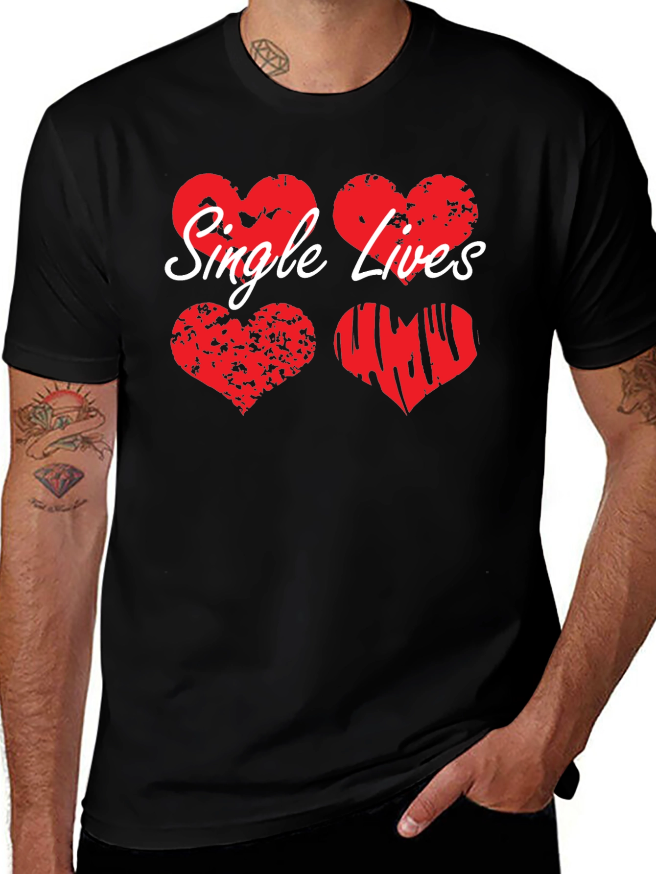 Single Lives Heart Graphic Tee - Black