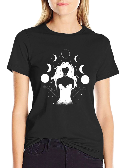 Moon Goddess Graphic T-Shirt - Black
