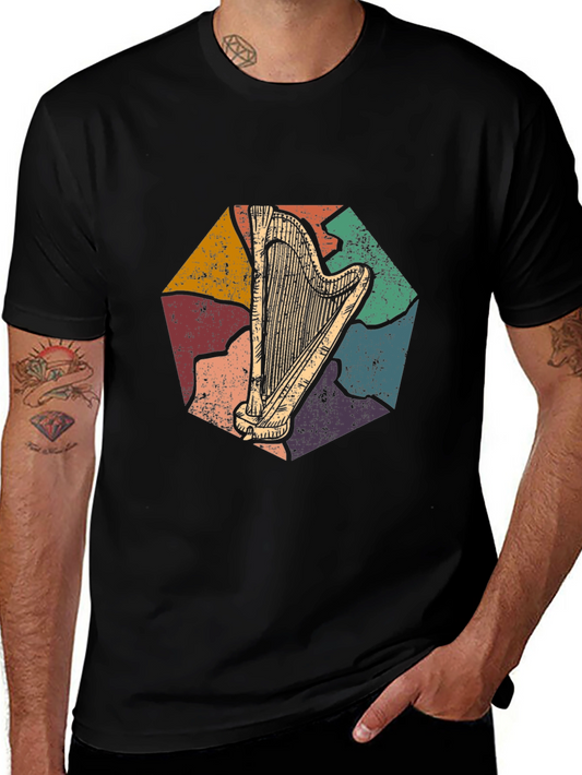 Retro Harp T-Shirt Vintage Musical Instrument Tee