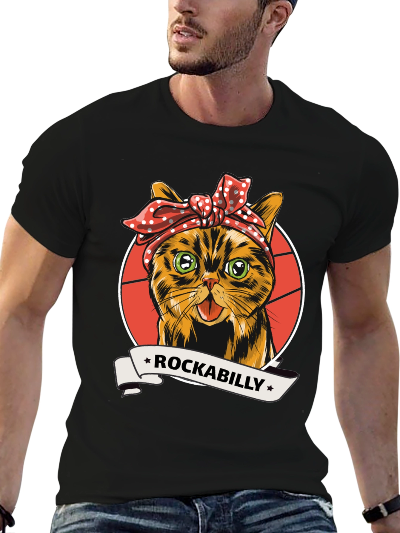 Rockabilly Cat T-Shirt - Cool Retro Style!