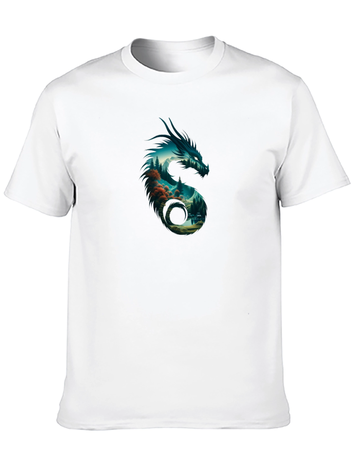 Dragon Landscape Graphic Tee - Cool Fantasy Design